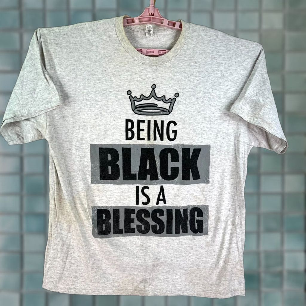 Vintage Being Black Is A Blessing T Shirt Mens XL Gray Distressed Alstyle Shirt Men XL Gray Distressed Size US XL / EU 56 / 4 - 1 Thumbnail
