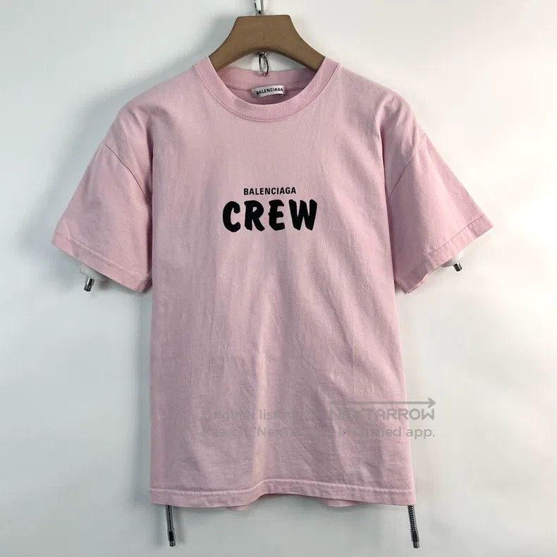 Balenciaga Balenciaga CREW Letter Printed Pink Round Neck T-Shirt Size US S / EU 44-46 / 1 - 1 Thumbnail
