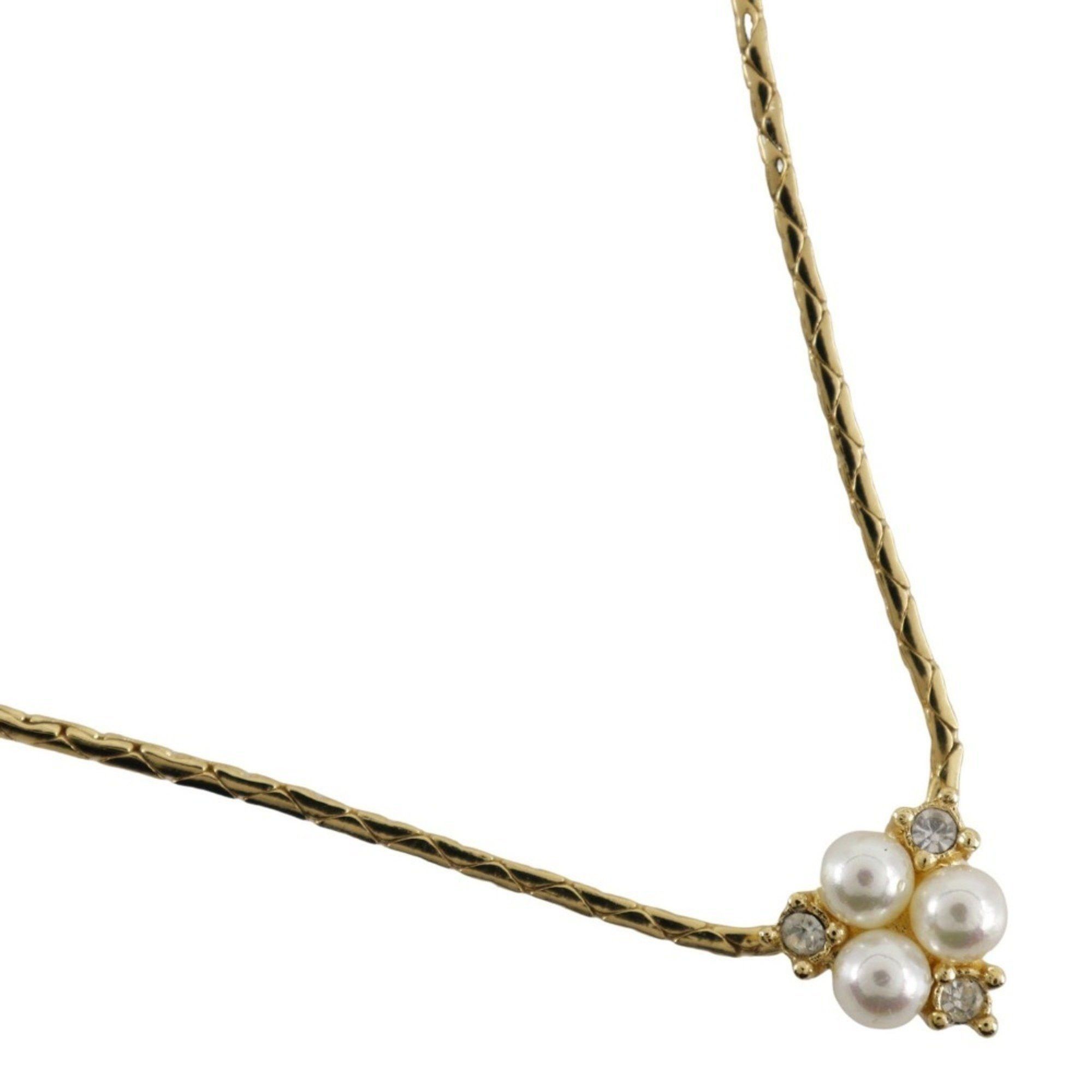 Dior Christian Dior Necklace Gold Plated x Fake Pearl Rhinestone Approx. 5g Women's Size ONE SIZE - 1 Thumbnail