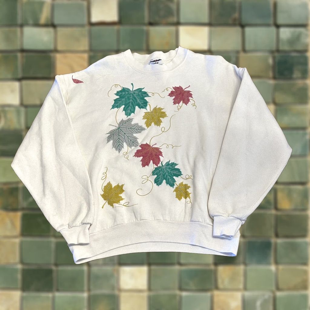 Jerzees VINTAGE Jerzees Sweatshirt Crew Neck Long Sleeve Fall Leaves Large Womens Size L / US 10 / IT 46 - 1 Thumbnail