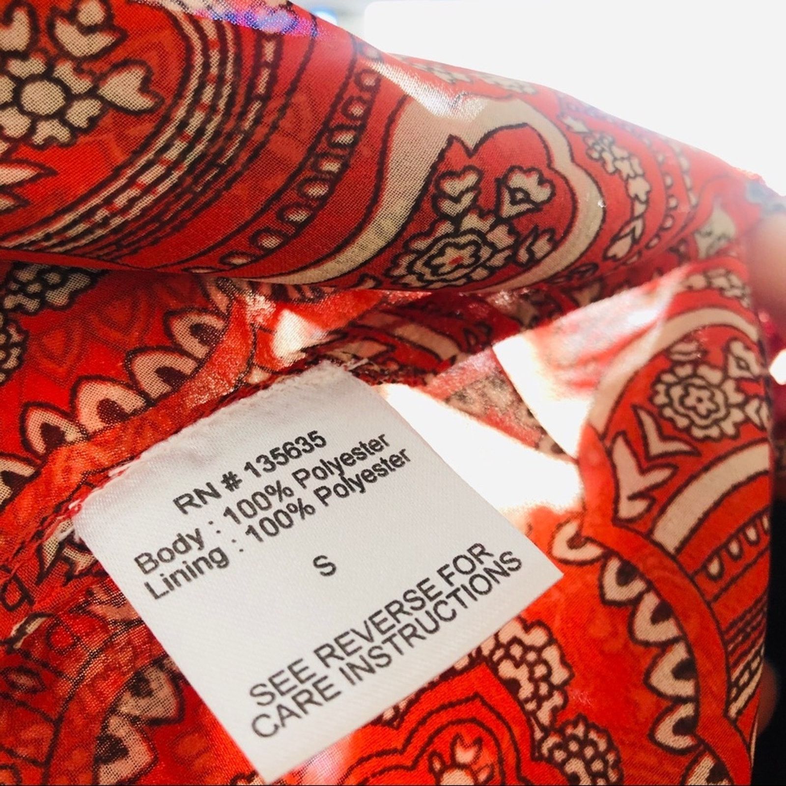 Anthropologie ANTHROPOLOGIE Red White Sheer Paisley Tunic Blouse Shirt Size S / US 4 / IT 40 - 7 Thumbnail
