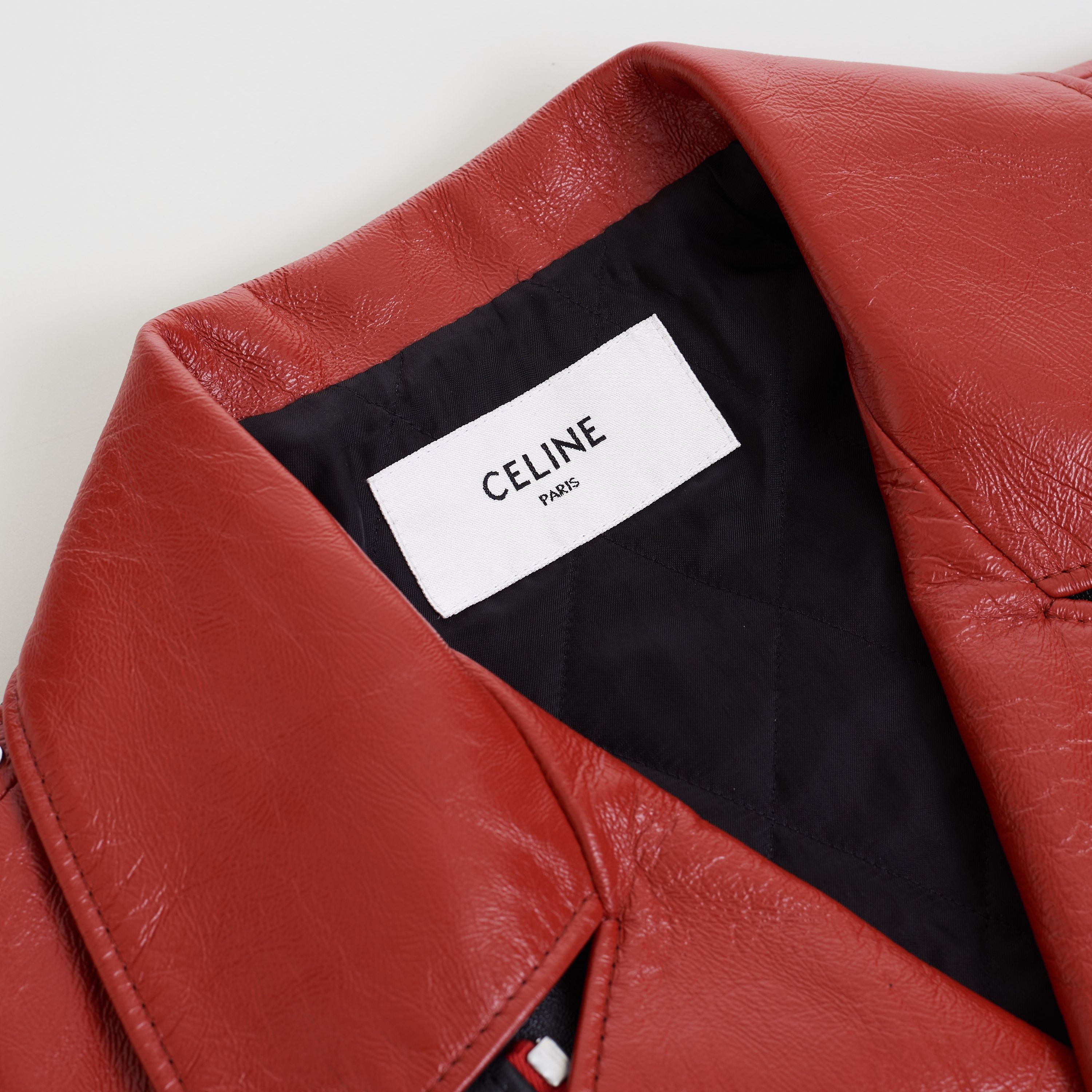 Celine Loose Fit Studded Biker Jacket In Black & Red Soft Lambskin Size US M / EU 48-50 / 2 - 10 Thumbnail