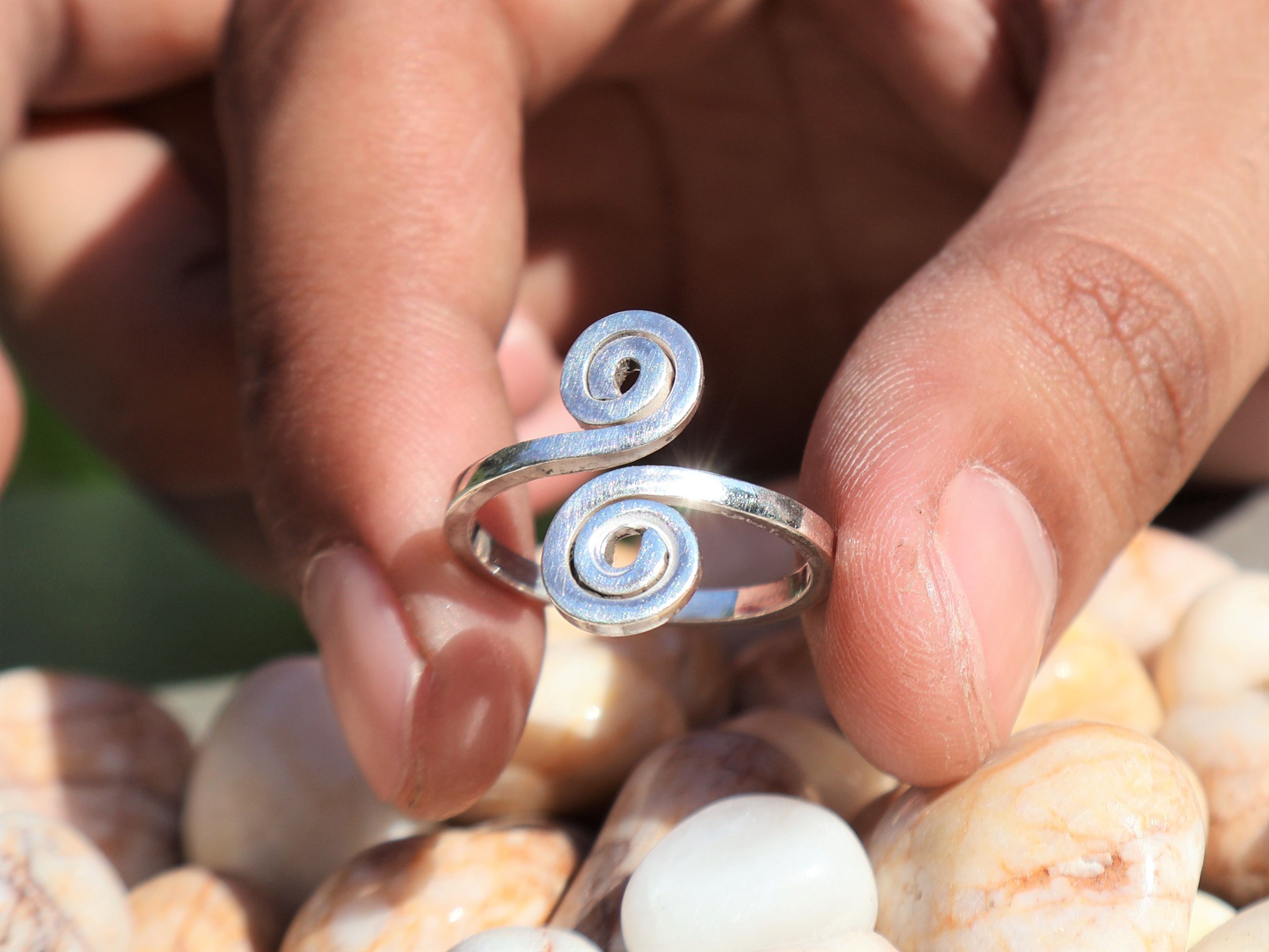 Handmade Spiral ring, Handmade Sterling silver ring, Double Spiral Size ONE SIZE - 5 Thumbnail