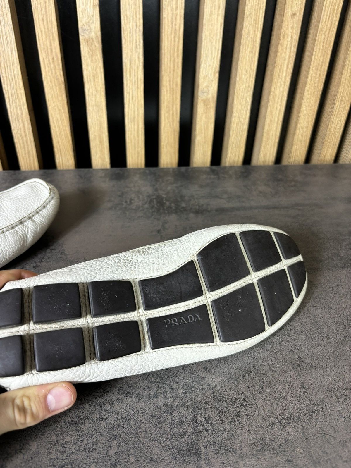 Designer × Prada LUXURY Prada White Leather Old Money Flats Moccasin Size US 9.5 / EU 42-43 - 6 Thumbnail