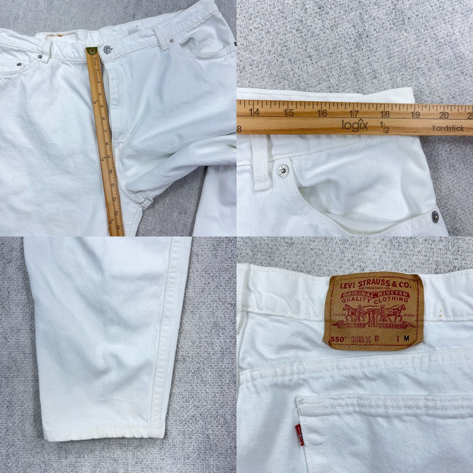 Levi's VINTAGE Levi's 550 Jeans Women 22W Relaxed Tapered 38x29 White Denim Baggy 80s 90s USA Mens Girls Womens Size 40" / US 18 - 9 Thumbnail