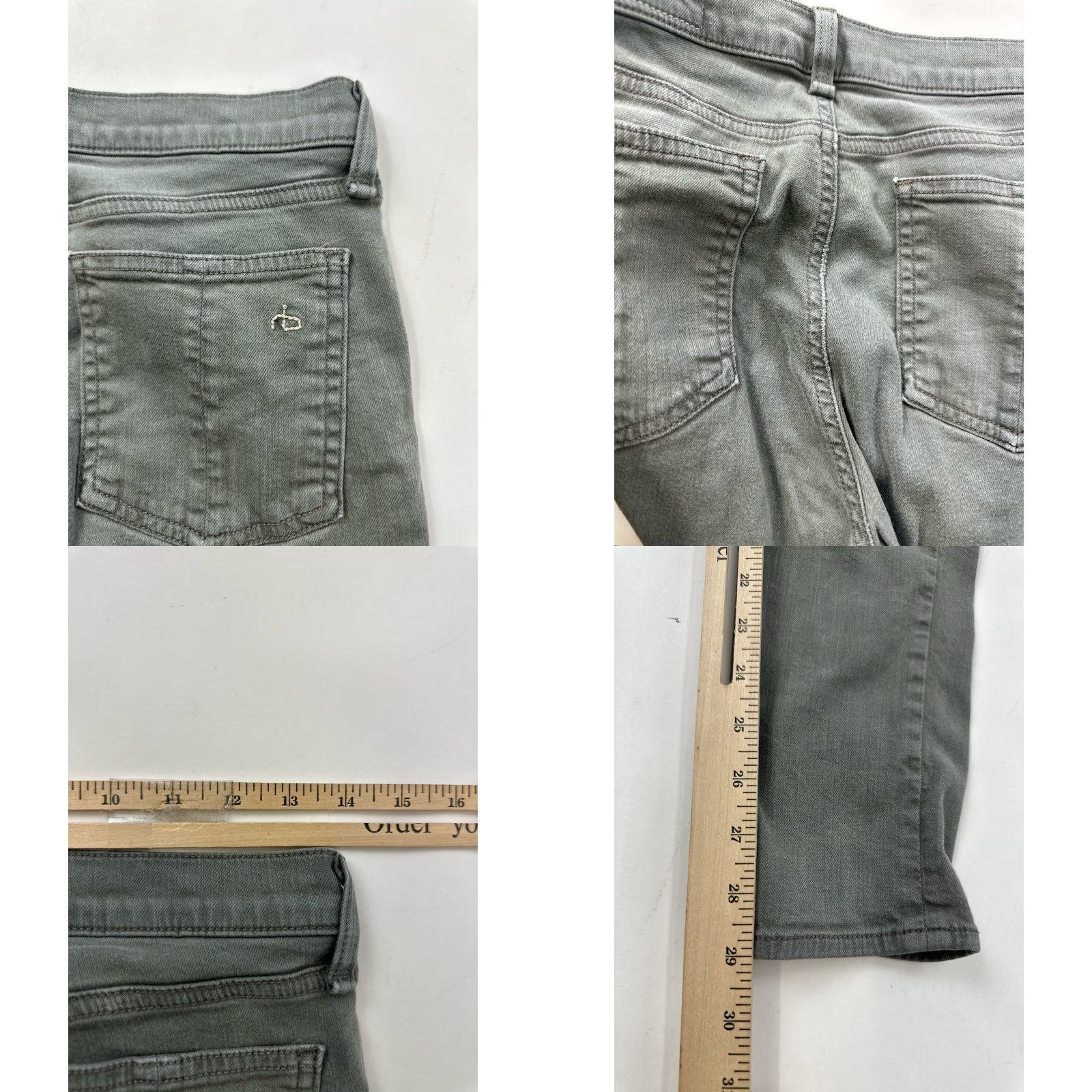 Rag & Bone rag & bone Jeans 28 Green Grey Skinny Womens Regular 29in Inseam Distressed Button Zipper Solid Size 28" / US 6 / IT 42 - 8 Thumbnail