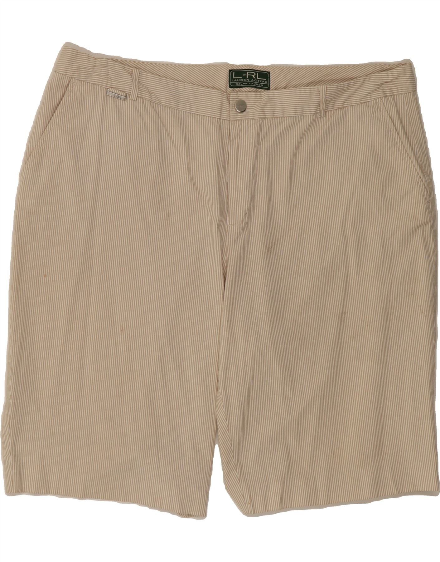Ralph Lauren Womens Chino Shorts US 18 2XL W36 Beige Pinstripe Cotton Size 40" / US 18 - 1 Thumbnail