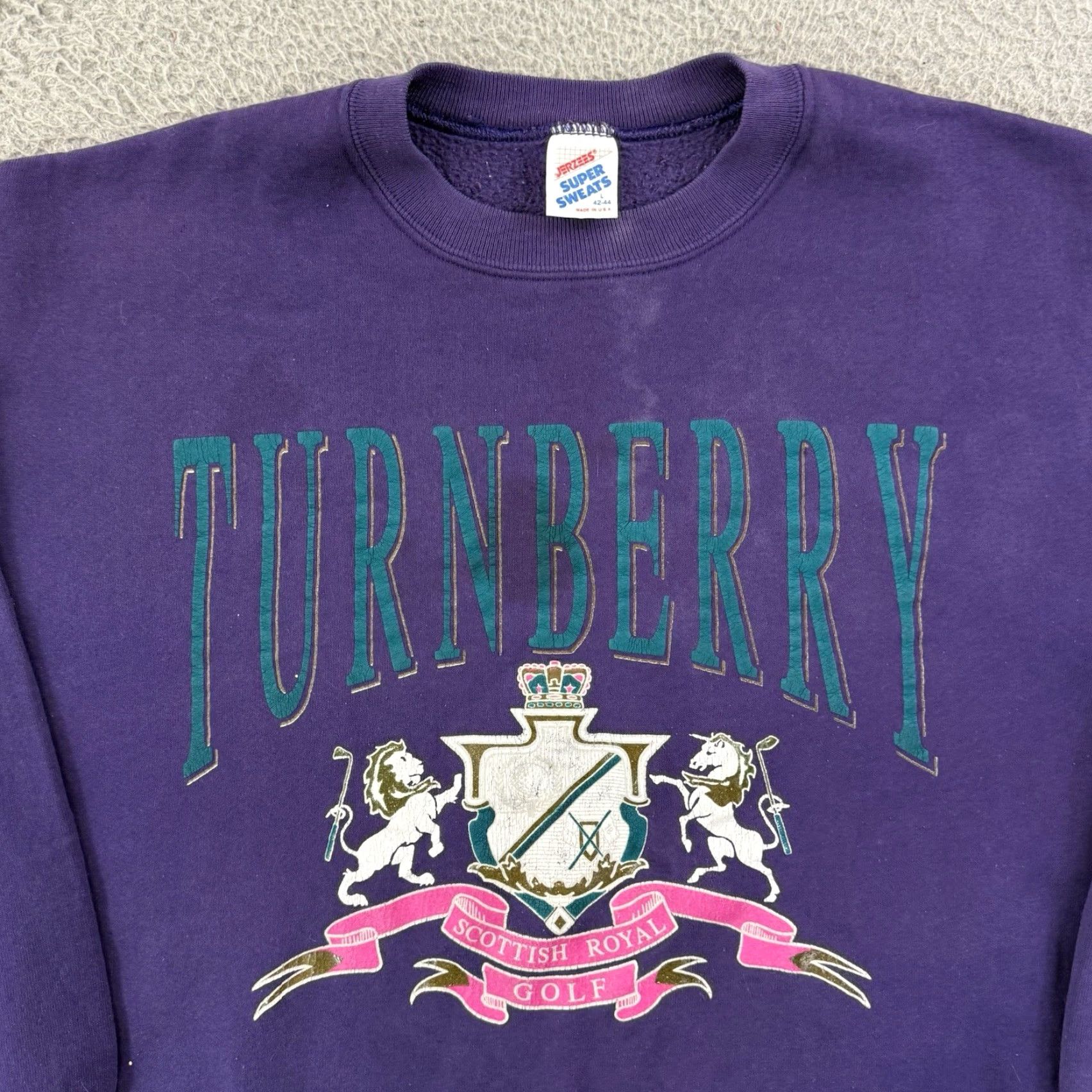 Jerzees VINTAGE Jerzees Sweatshirt Shirt Men L Purple 90s Golf Sport Pullover Angel Graphic Print Embroidered Crew Neck Knit? Size US L / EU 52-54 / 3 - 3 Thumbnail