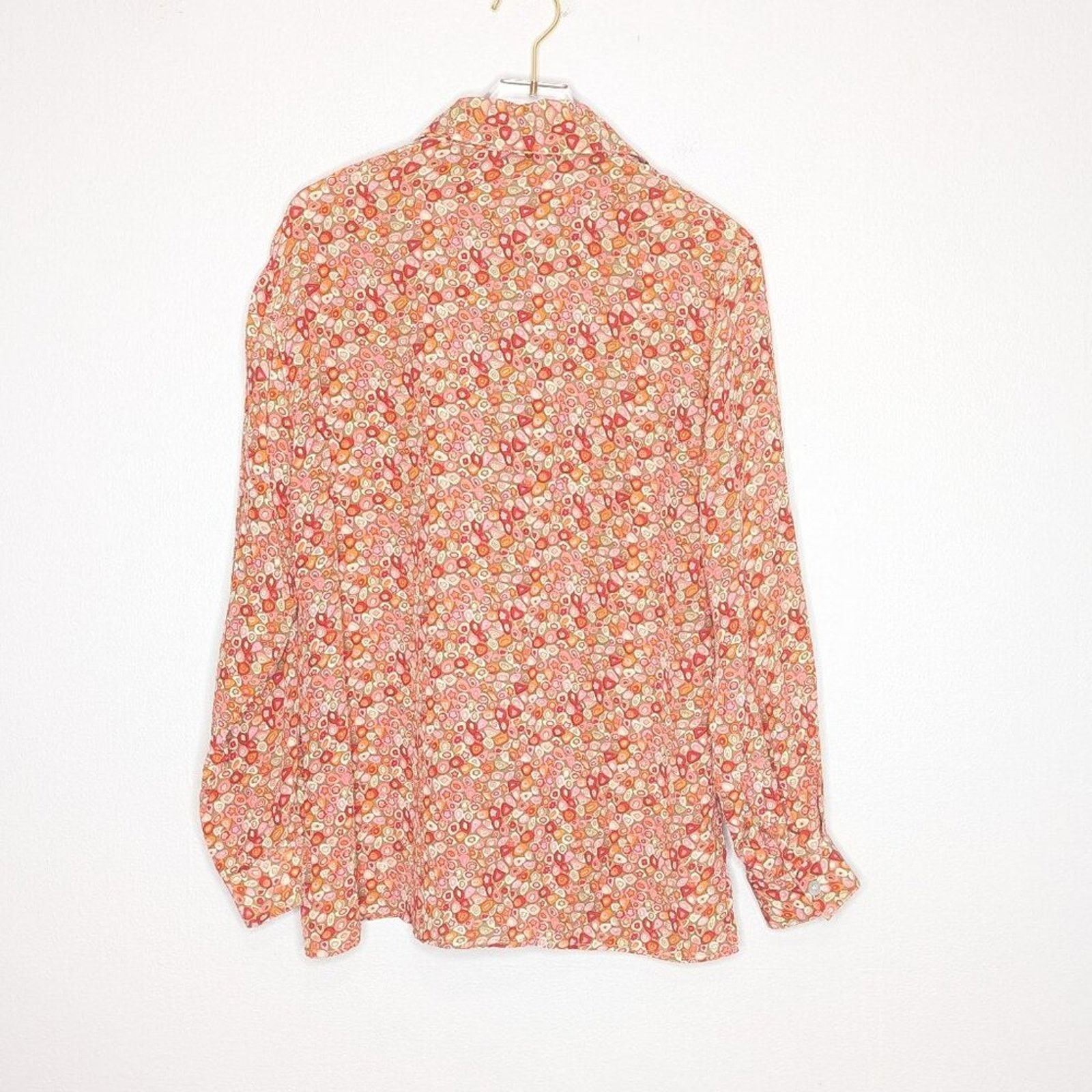 John Galliano Galliano Vintage Pink Orange Floral Pattern Silk Blouse S Size S / US 4 / IT 40 - 2 Thumbnail