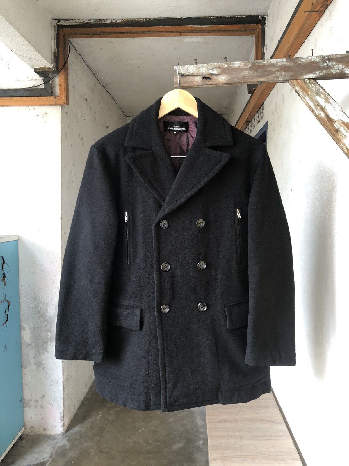 Comme des Garcons 🥷 Comme des Garcons Fleece Winter Pea Coat Jacket Size M / US 6-8 / IT 42-44 - 4 Thumbnail