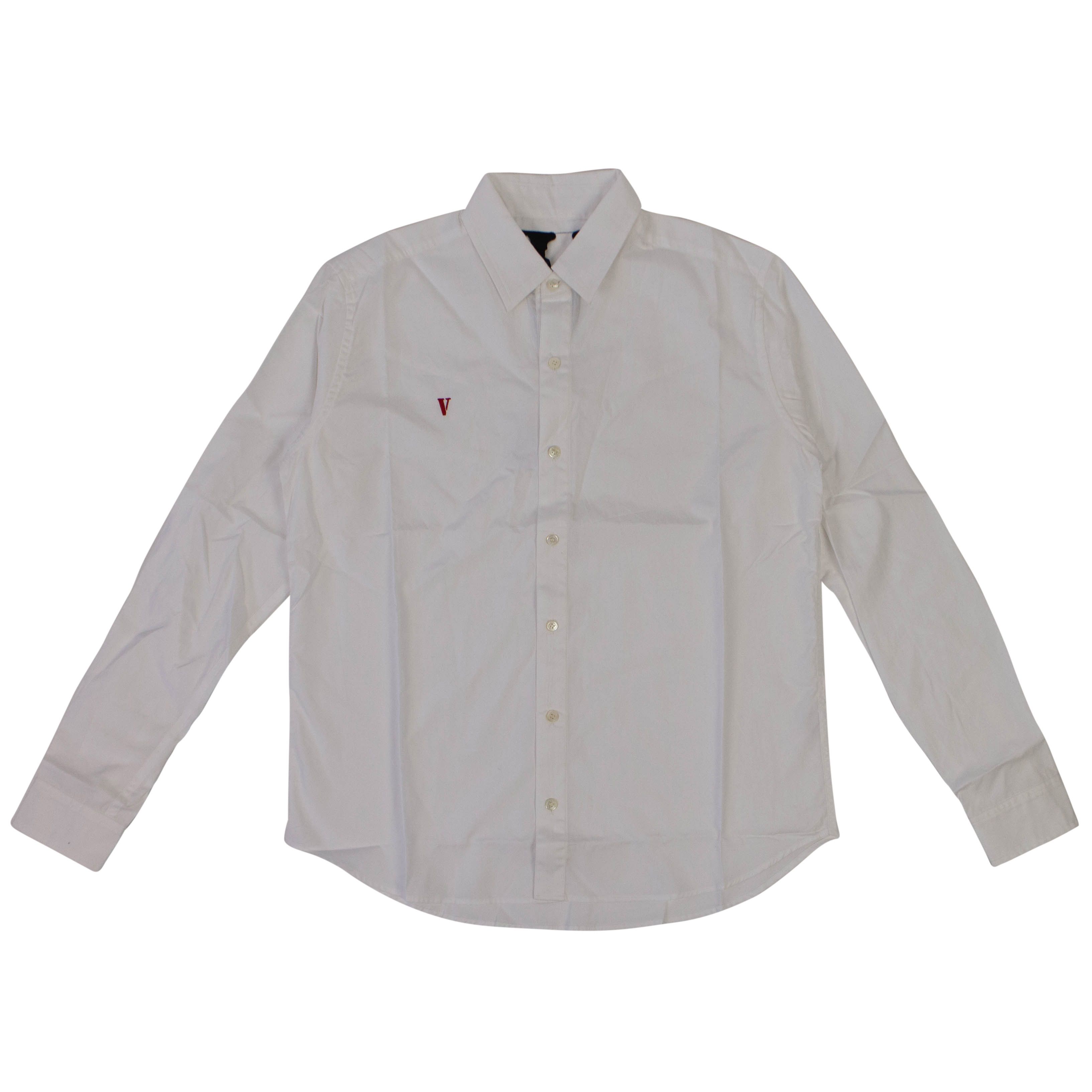 Image of Vlone White & Red V Long Sleeve Button Down Shirt Size 2Xl, Men's