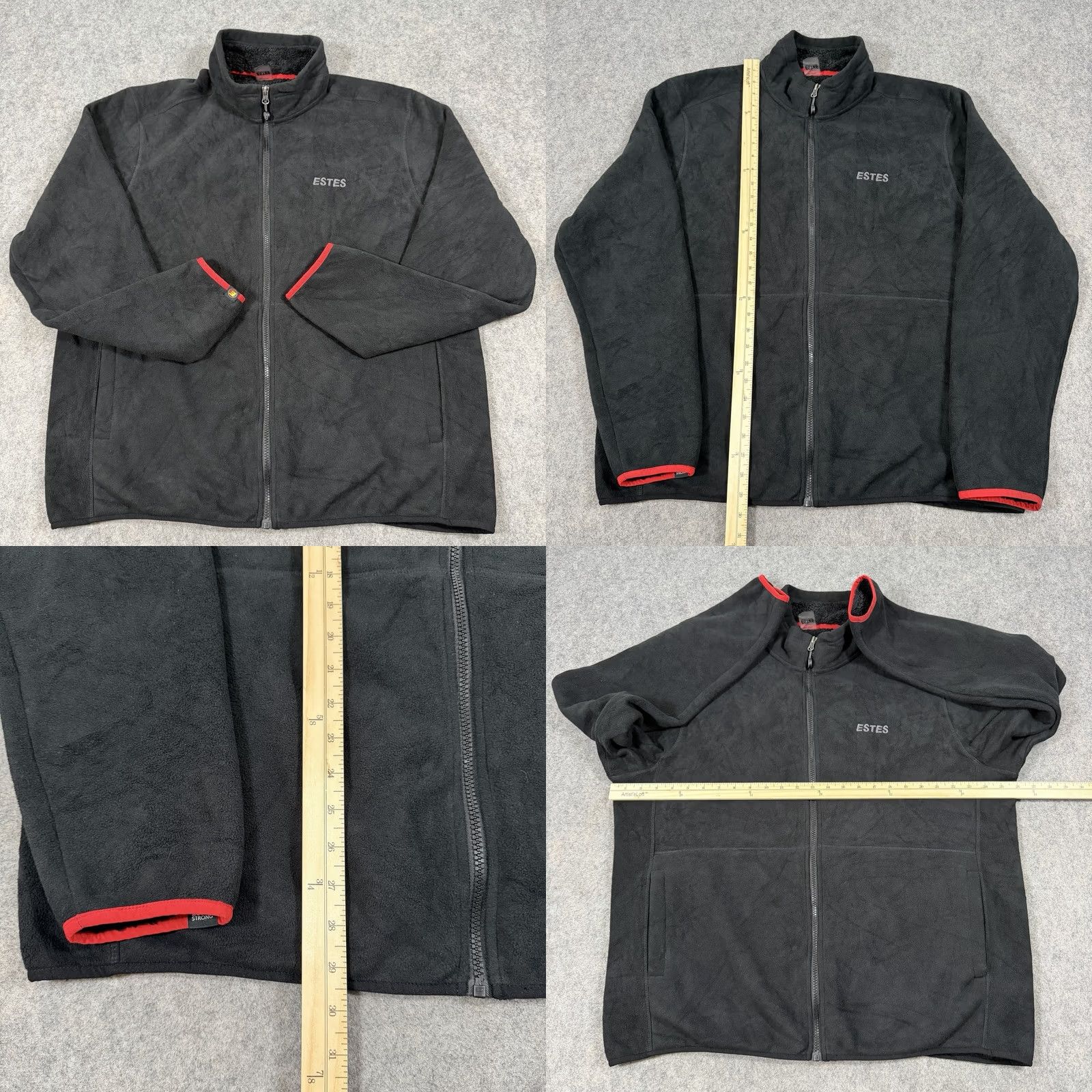 Vintage ESTES Jacket Men XL Black Fleece Full Zip Lightweight Long Sleeve Stand-Up Collar Cardio Winter Fall Spring Size US XL / EU 56 / 4 - 8 Thumbnail
