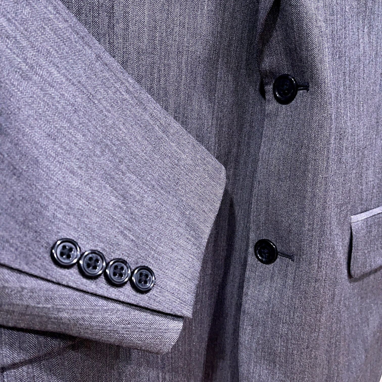 Jos. A. Bank Jos A Bank Wool Herringbone Suit Gray Mens 44R Size 44R - 4 Thumbnail
