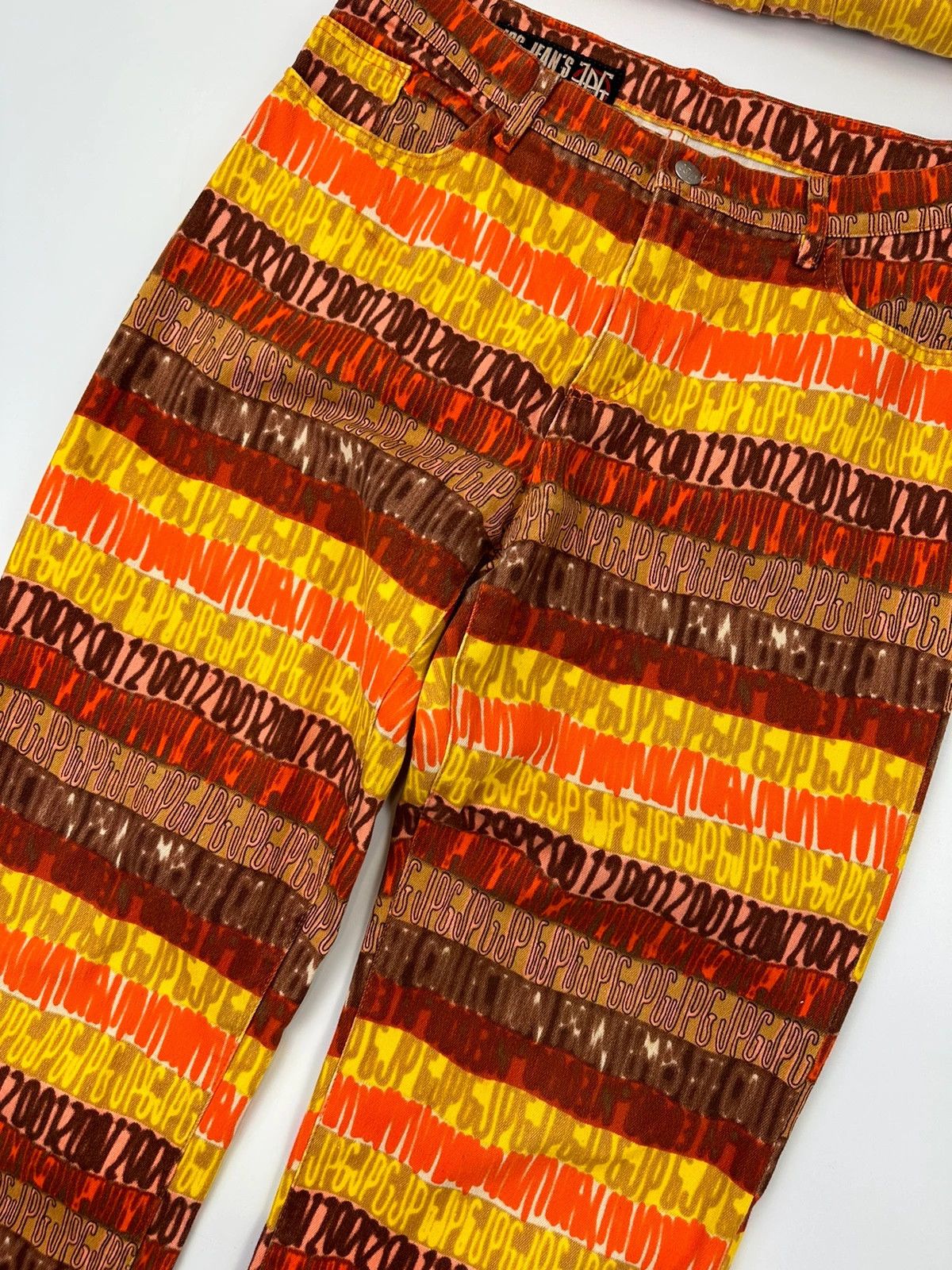 Jean Paul Gaultier JPG 00’s Shirt Denim Pants Set Monogram Orange Red Size M / US 6-8 / IT 42-44 - 12 Thumbnail