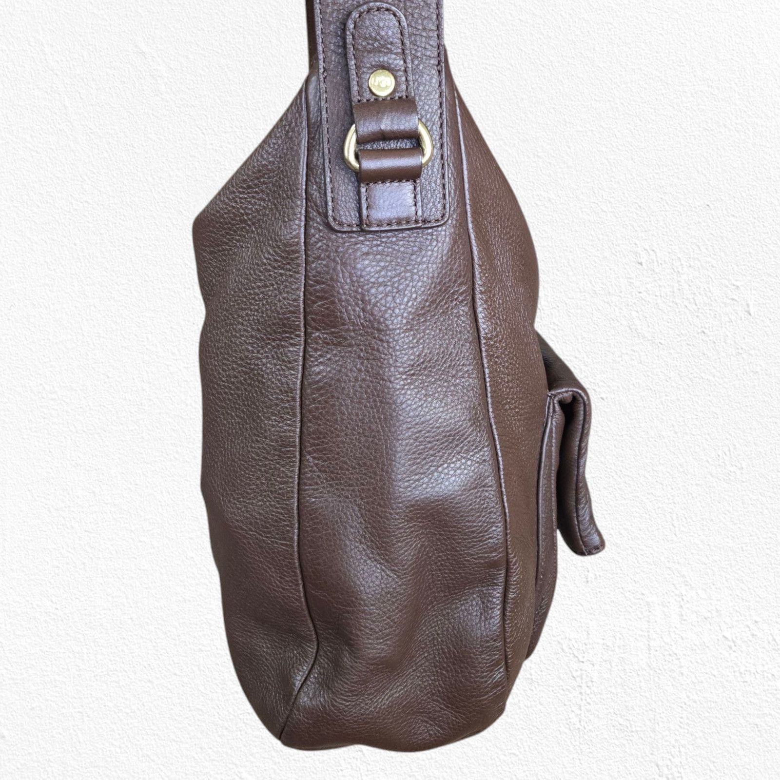 Ugg Y2K UGG Pebbled Leather Chocolate Brown Slouchy Tote Size ONE SIZE - 9 Thumbnail
