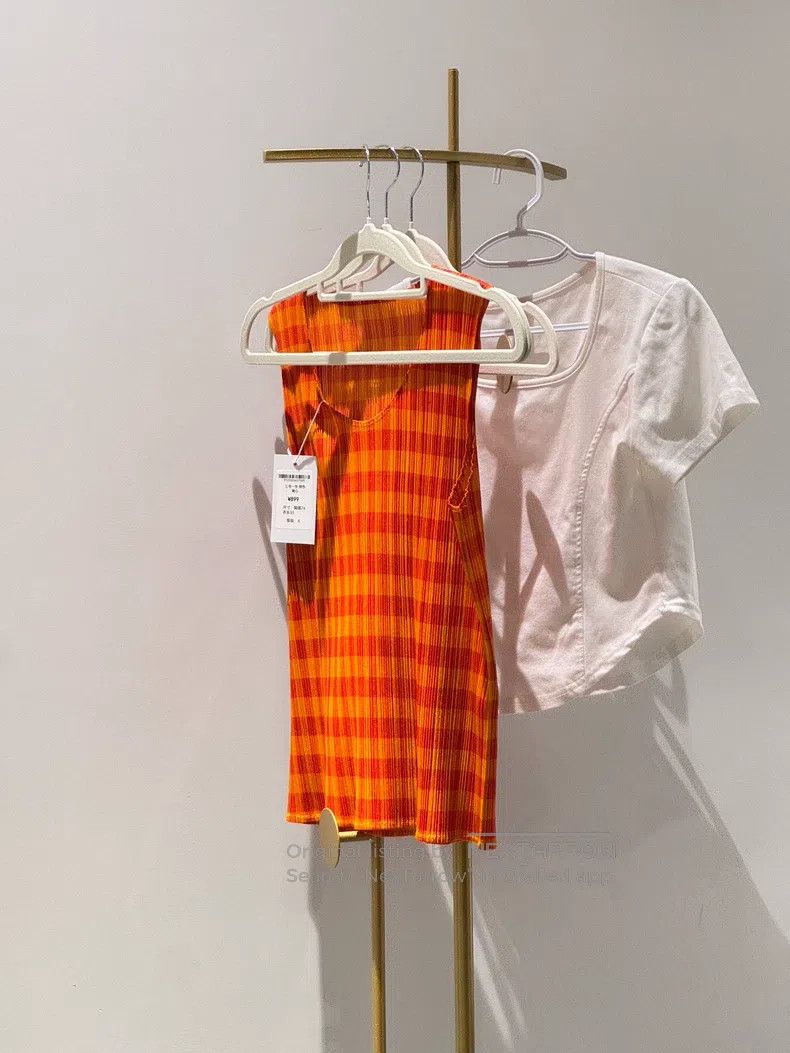 Issey Miyake Issey Miyake Orange Plaid Camisole Size L / US 10 / IT 46 - 9 Thumbnail