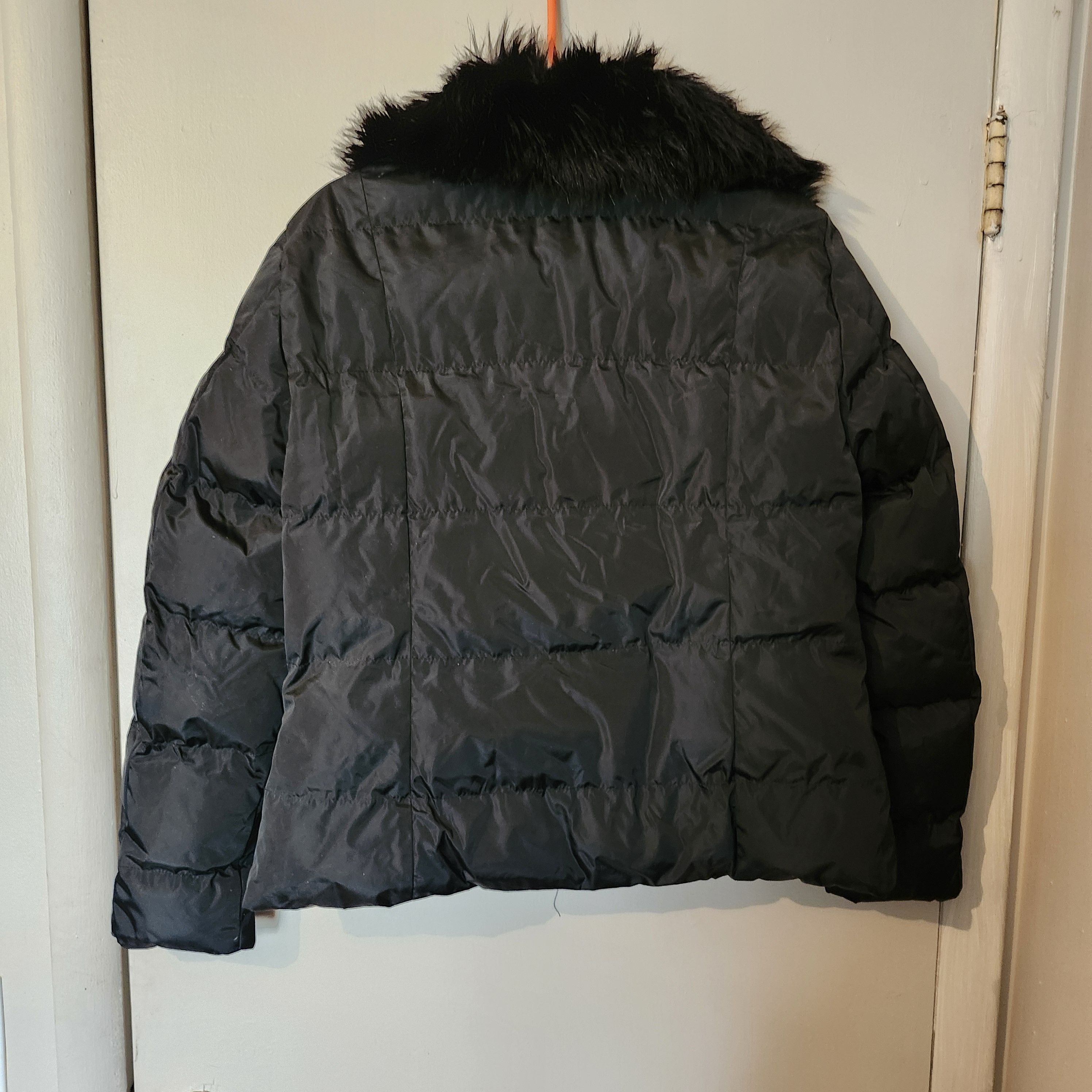 Other White Goose Women Black Puffer Coat L Faux Fur Collar Zipper Size L / US 10 / IT 46 - 5 Thumbnail