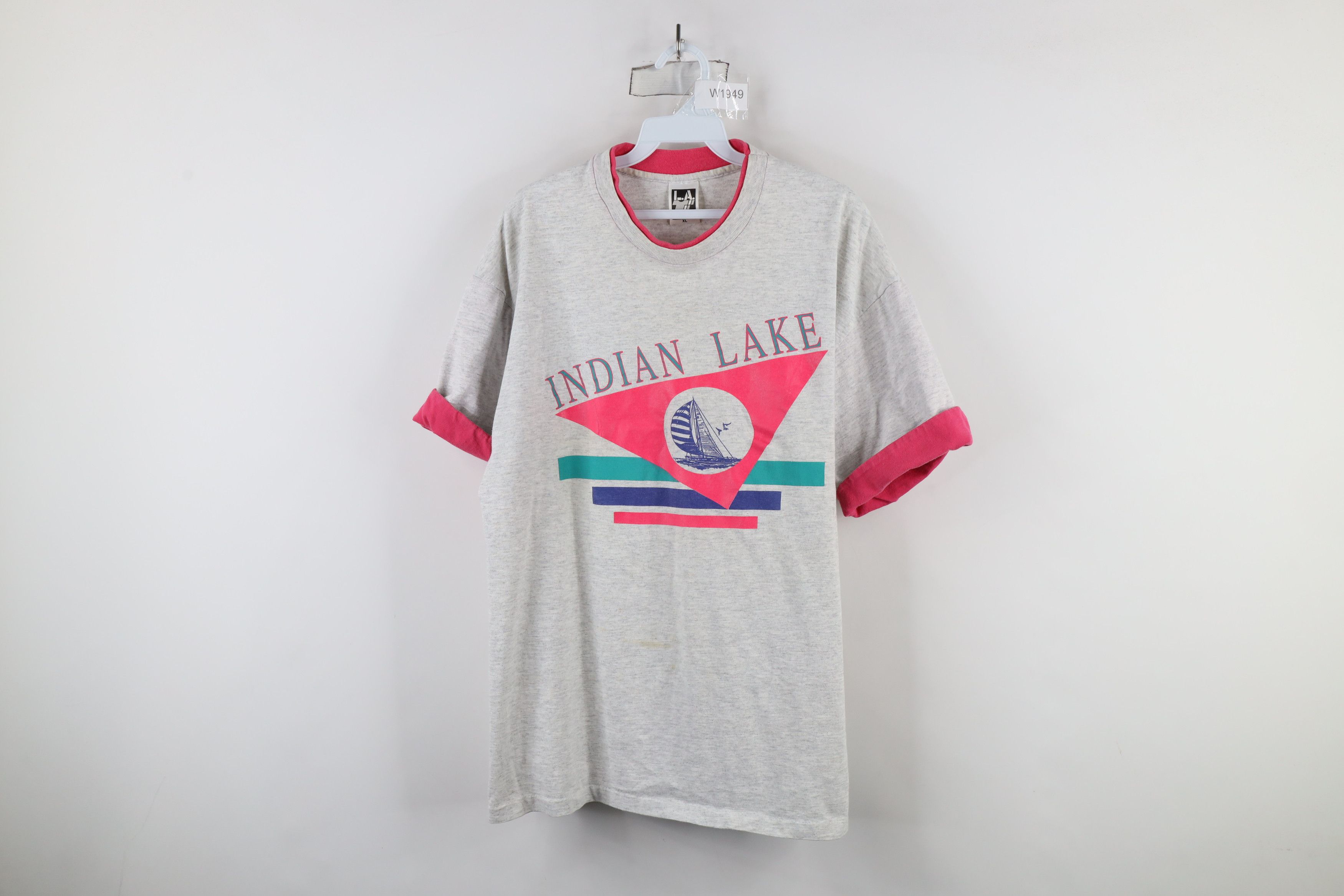 Vintage Vintage 90s Streetwear Layered Lake Sailing T-Shirt USA Size XL / US 12-14 / IT 48-50 - 1 Thumbnail