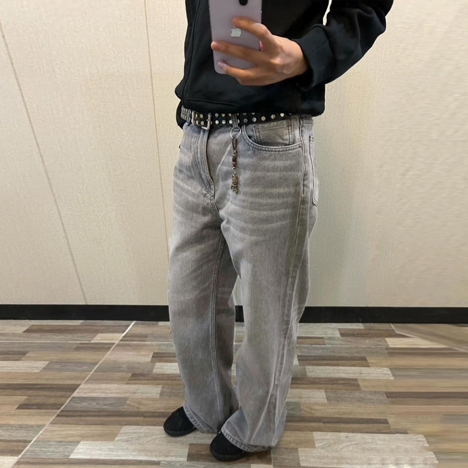 Vintage Gray Wide Leg Jeans, Loose Fit Casual Denim Pants Size US 32 / EU 48 - 3 Thumbnail