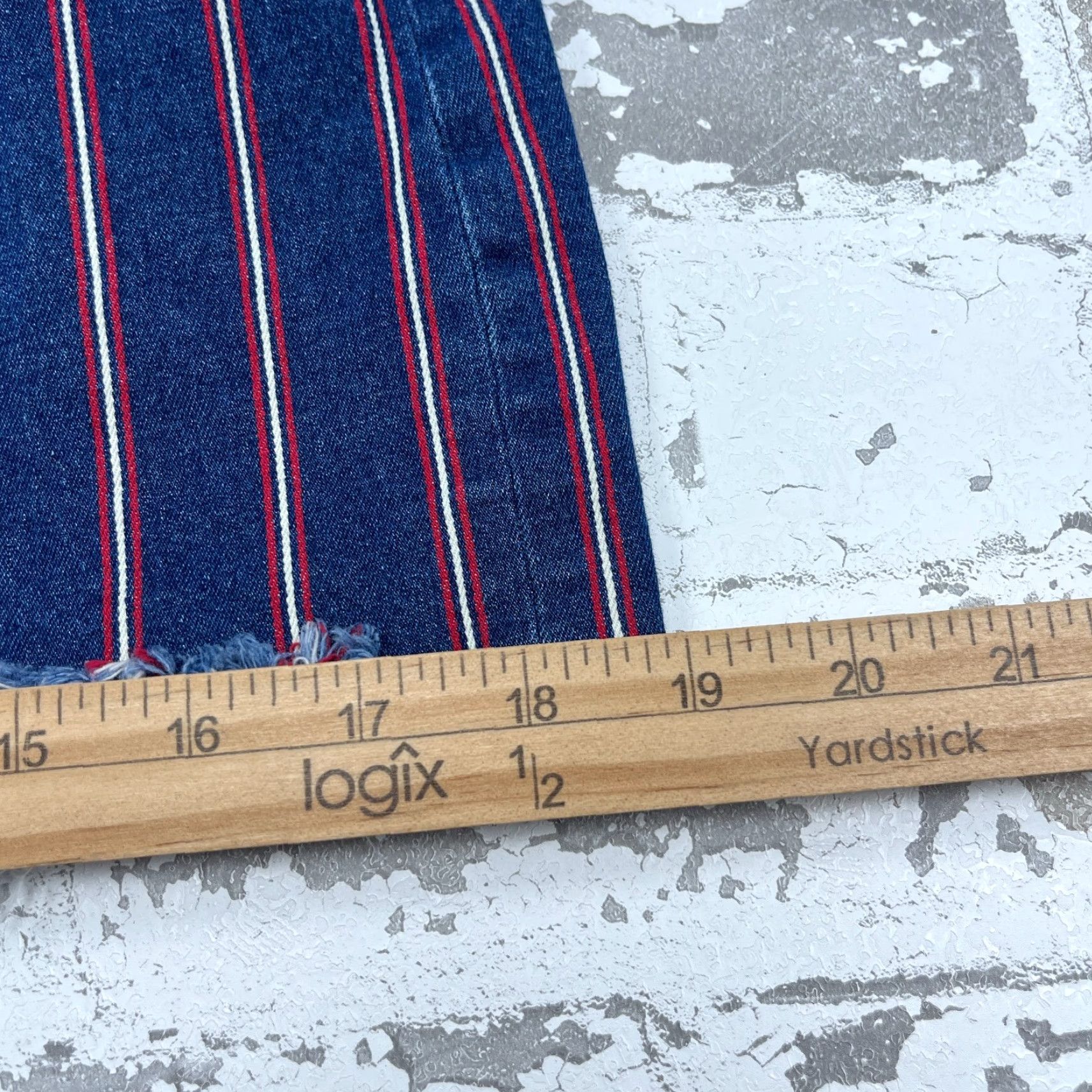 American Eagle Outfitters VINTAGE American Eagle Outfitters Skirt Women 6 High Rise Mini Denim Striped Button Pockets 90s Classic Blue - Womens Size 28" / US 6 / IT 42 - 5 Thumbnail