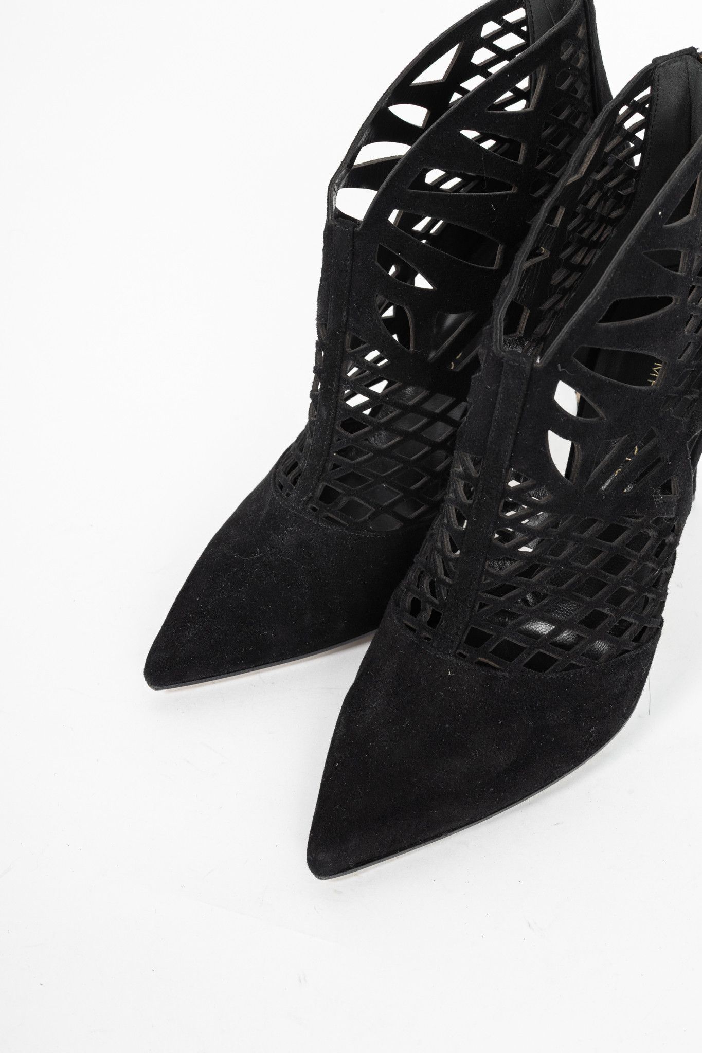 Tamara Mellon Tamara Mellon Femme Black Laser-Cut Suede Booties Size US 9.5 / IT 39.5 - 6 Thumbnail