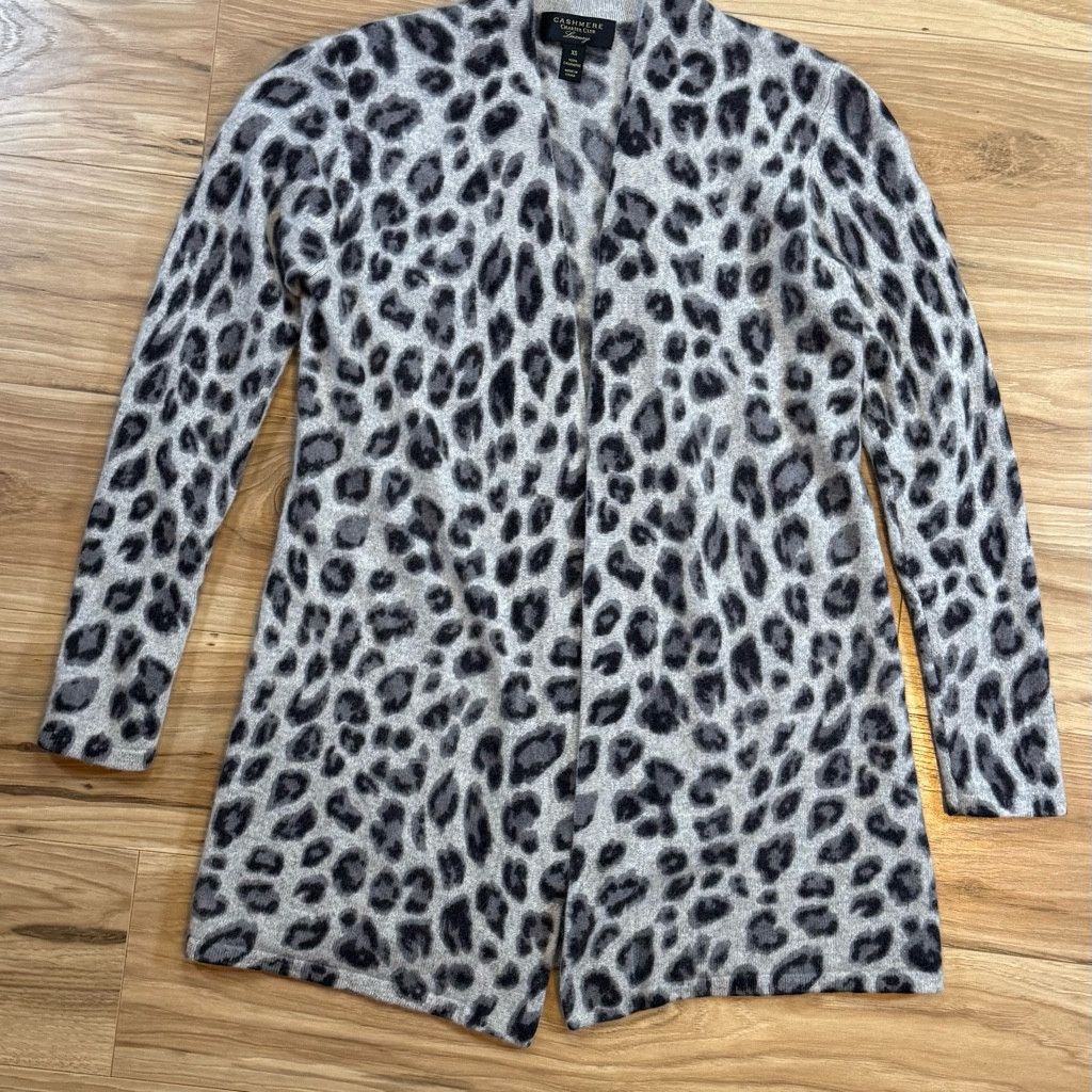 Other Charter Club Women’s XS Cashmere Leopard Cardigan Repaired Size XXS / US 00 / IT 34 - 1 Thumbnail