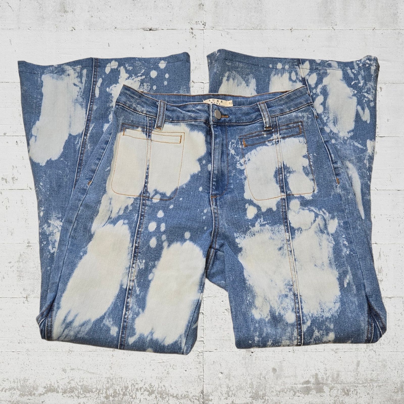 Other Light Wash Bleached Wide Flare Jeans Size 10 Size 32" / US 10 / IT 46 - 5 Thumbnail