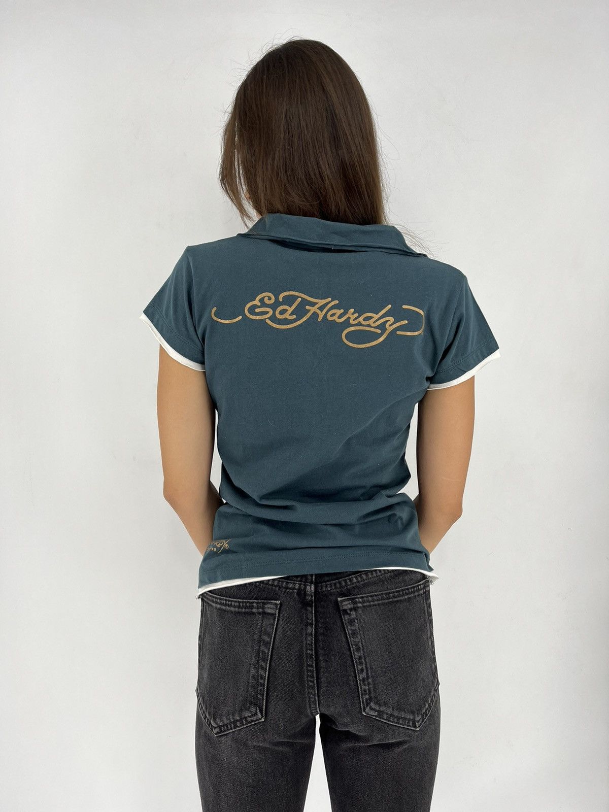 Other Vintage Ed Hardy By Christian Audigier Polo Tee Size L / US 10 / IT 46 - 6 Thumbnail