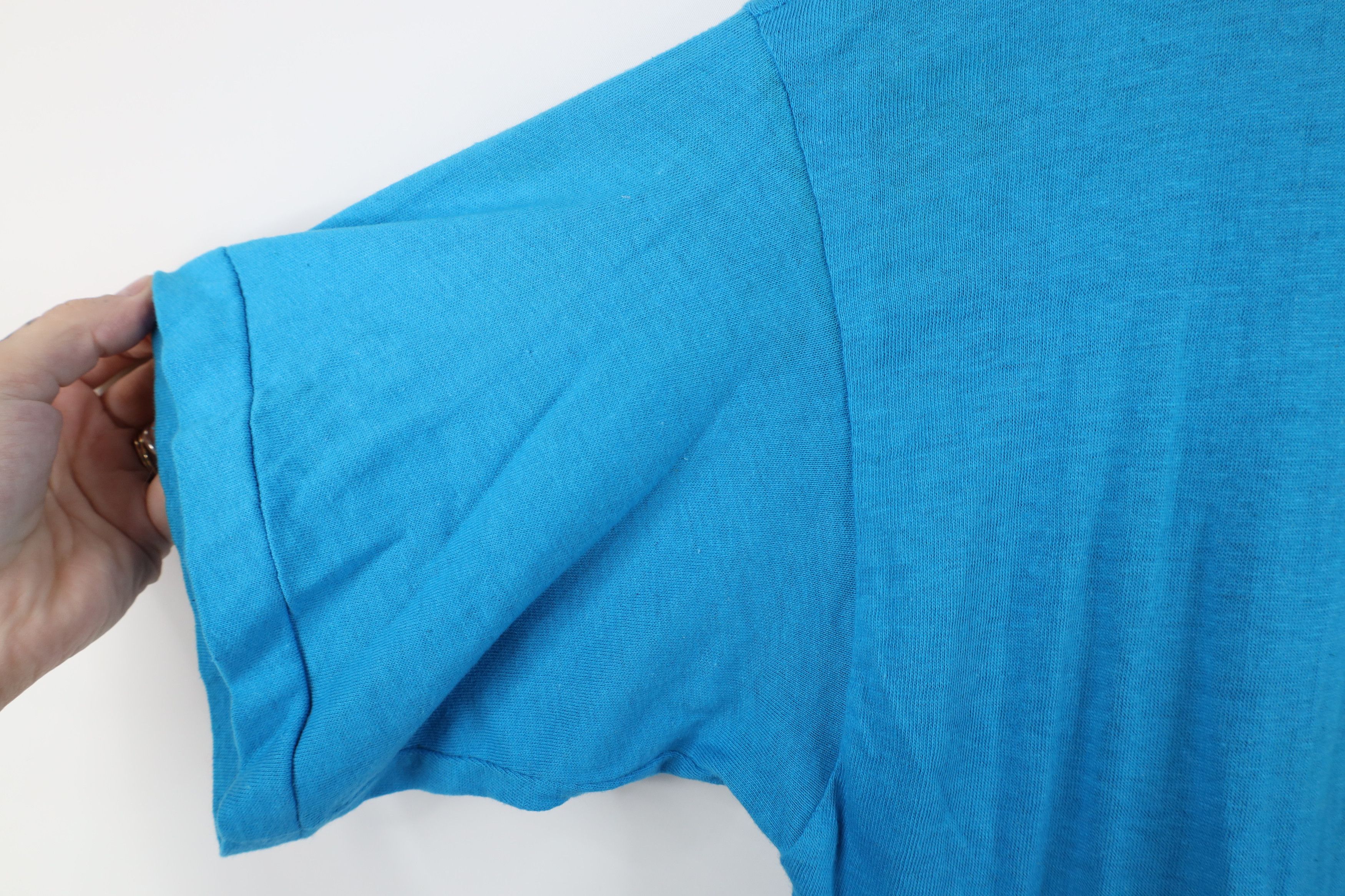 Vintage Vintage 90s Streetwear Distressed Blank Pocket T-Shirt Blue Size US M / EU 48-50 / 2 - 6 Thumbnail
