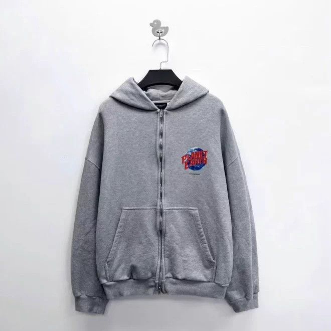 Balenciaga Balenciaga 25 Earth Distressed Mini Logo Zip Hoodie Size US L / EU 52-54 / 3 - 1 Thumbnail