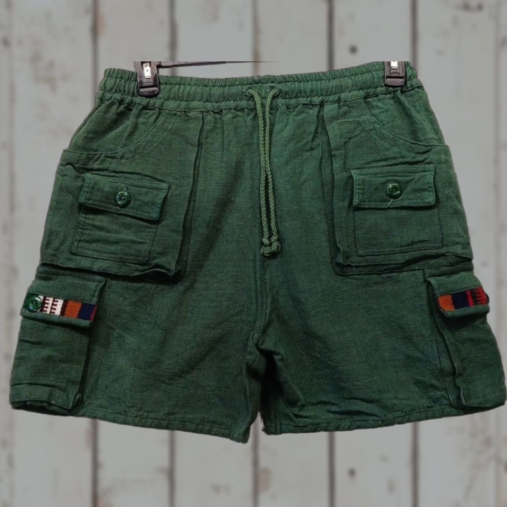 Vintage ARTES TIPICAS TECUM Pants Unisex Adults L Green 100% Cotton Canvas Wide-Leg Embroidered Pockets Adjustable Waist Size 36" / US 14 / IT 50 - 1 Thumbnail