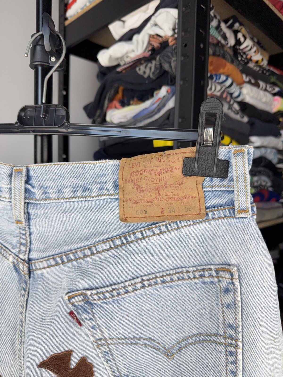 Levi's Vintage 90s Archival Chrome Hearts Style Cross Denim shorts Size 31" - 10 Thumbnail