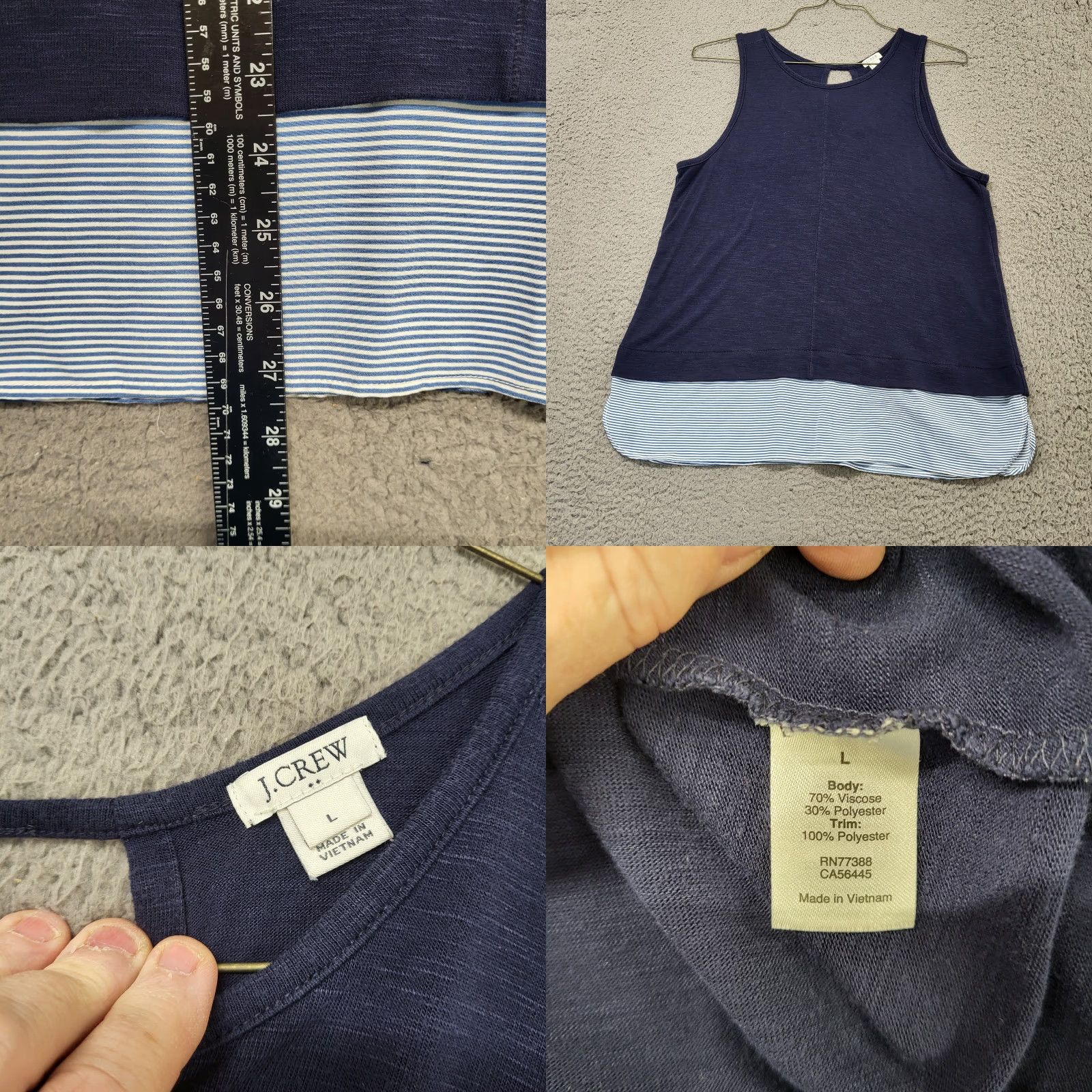 J.Crew **J.CREW Women's Blue Striped Tank Top Large Keyhole Back Sleeveless** User: J.CREW Women's Blue Striped Tank Top Large Keyhole Back Sleeveless Size L / US 10 / IT 46 - 8 Thumbnail
