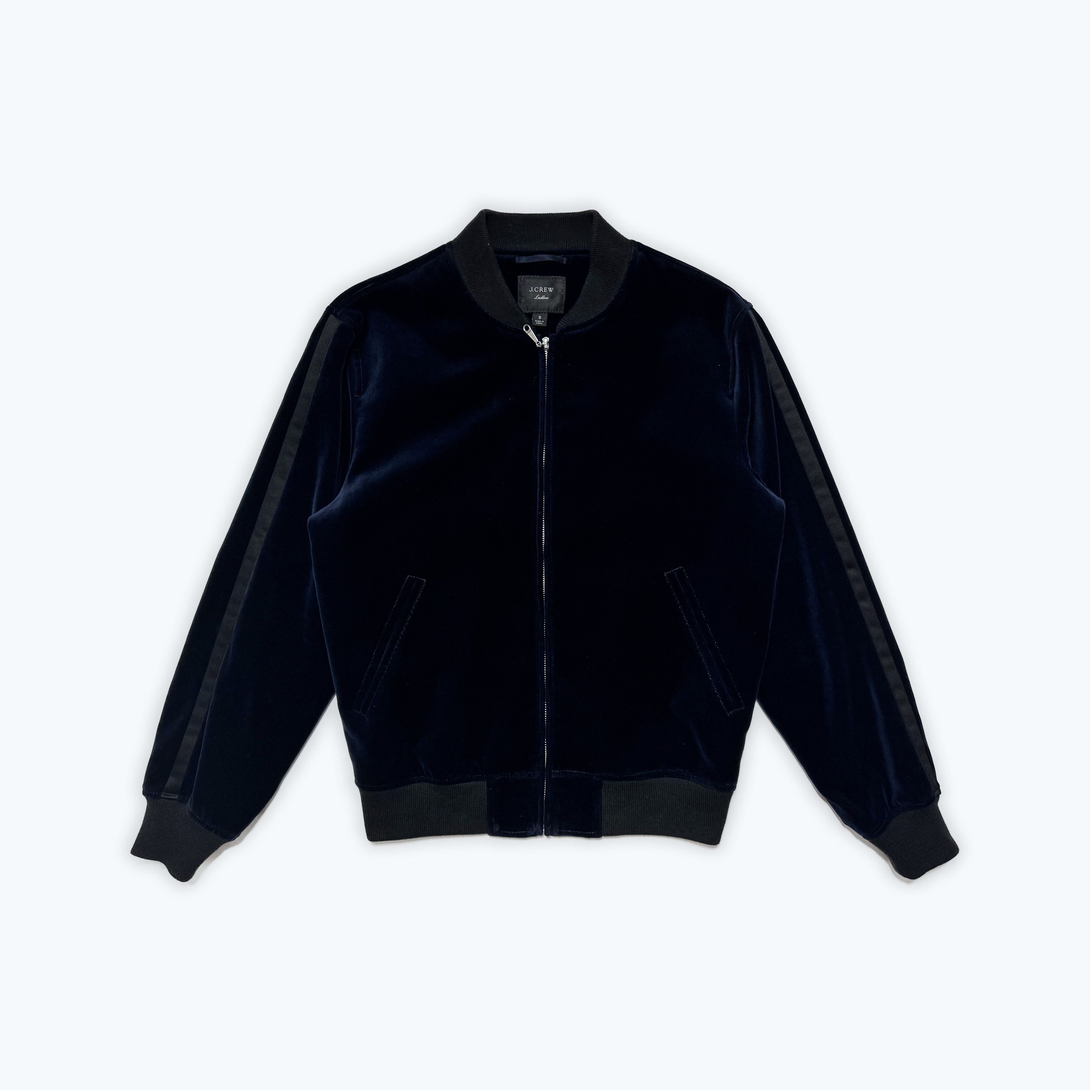 J.Crew NWOT J.Crew Ludlow Navy Velvet Bomber with Tuxedo Stripes Size US S / EU 44-46 / 1 - 2 Thumbnail