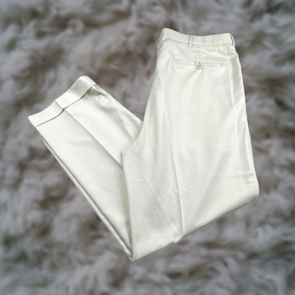 Polo Ralph Lauren VINTAGE Polo Ralph Lauren Men's Dress Pants Light Yellow Pleated Cuffed 38x32 Polyester Sl# 38in Inseam 32in Mens Pants Size US M / EU 48-50 / 2 - 1 Thumbnail