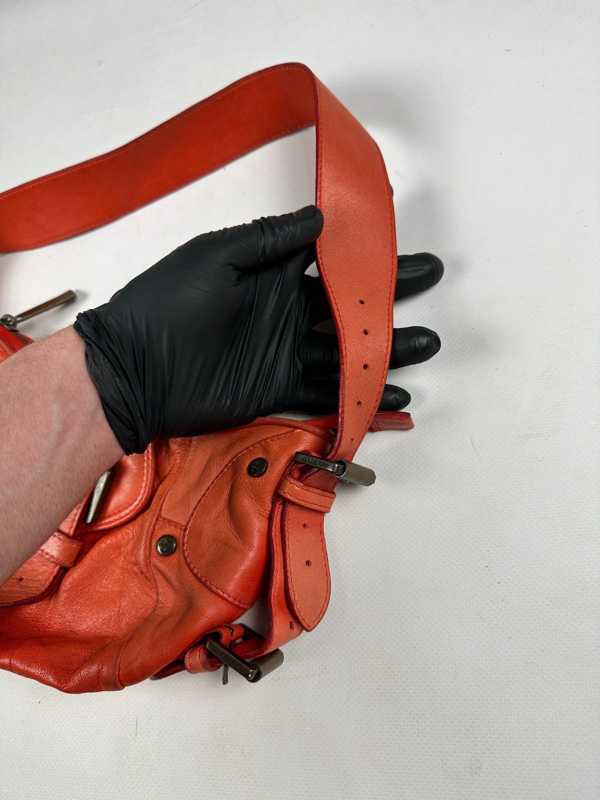 Mulberry Vintage Mulberry Faded Orange Leather Shoulder Bag Handbag Size ONE SIZE - 12 Thumbnail
