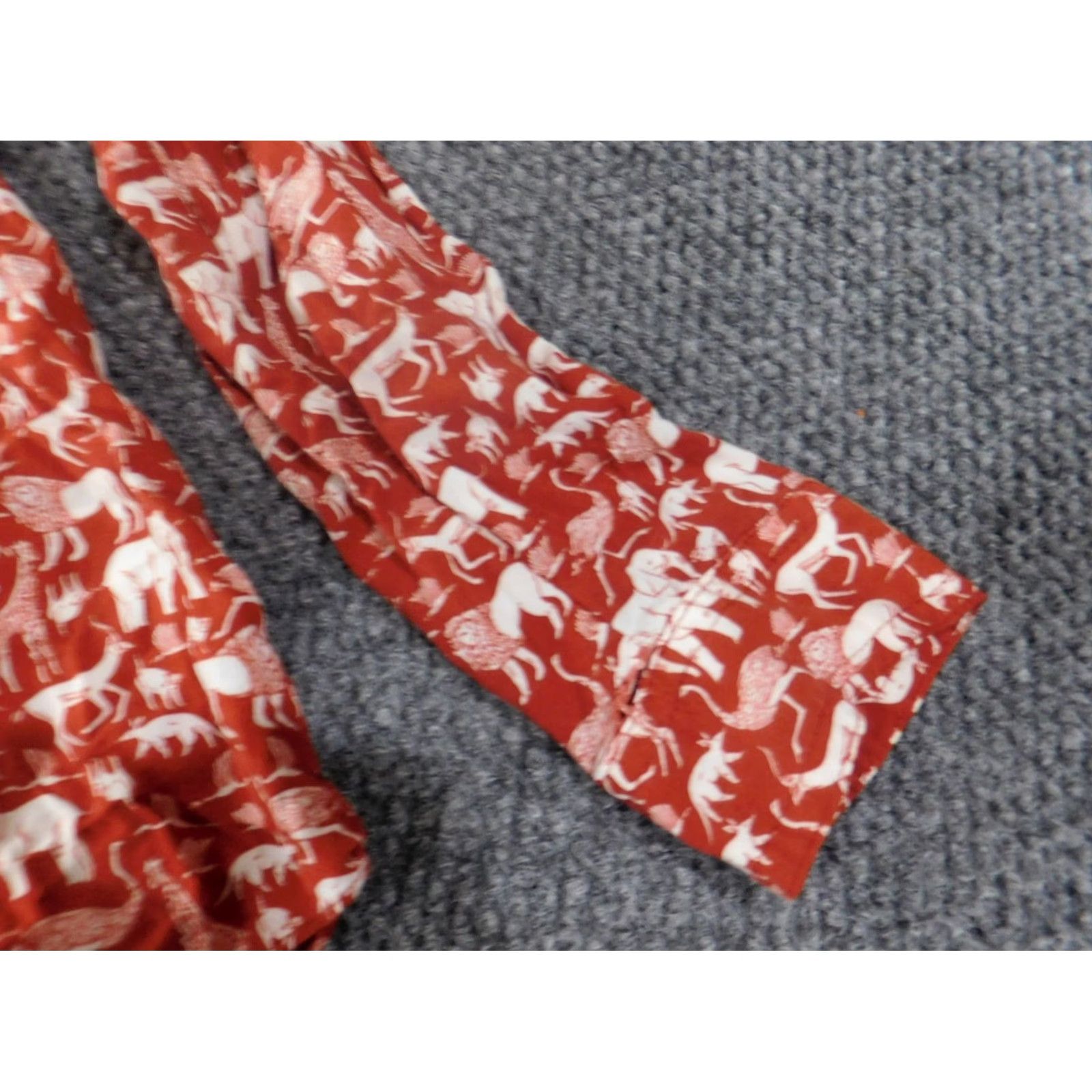 Vintage Maeve Shirt Womens 2 Red Animal Print Button-Up Rayon Long Sleeve Collared Jungle Lions Elephant Size XS / US 0-2 / IT 36-38 - 5 Thumbnail