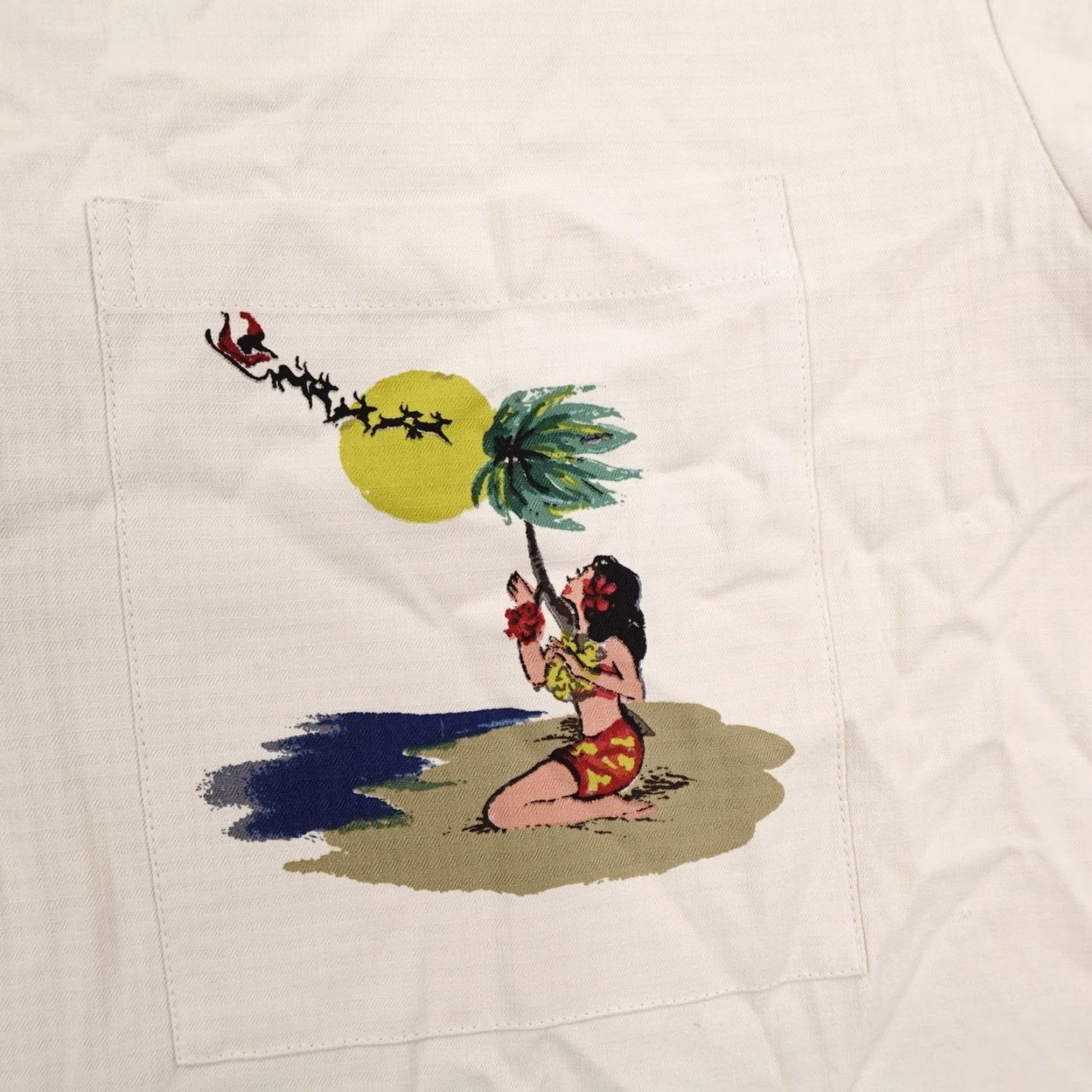 Vintage Kahala Shirt XL Cream Hawaiian Silk Santa Claus Hula Girls Christmas Aloha NEW Size US XL / EU 56 / 4 - 3 Thumbnail