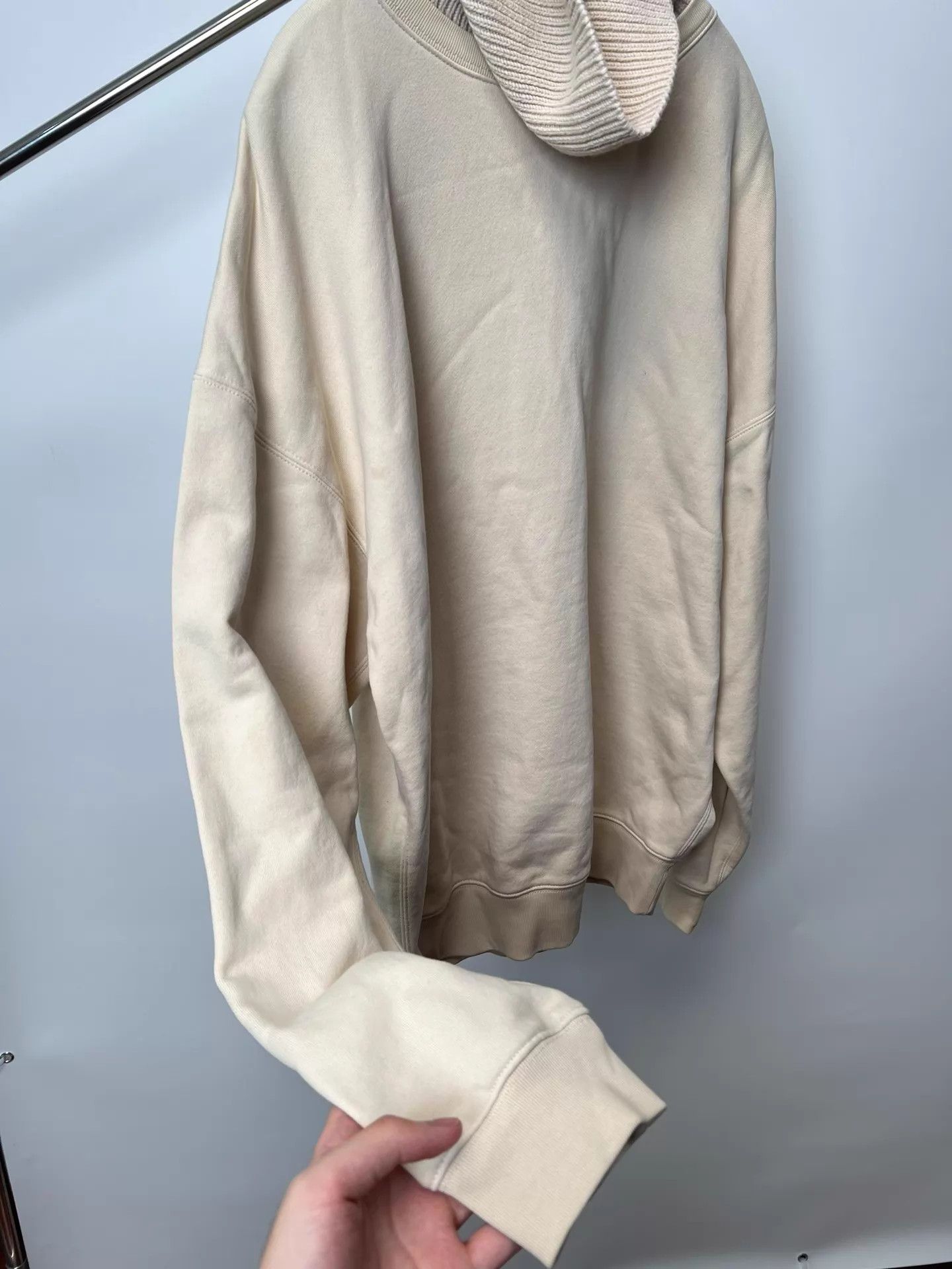 Helmut Lang Helmut Lang Wool Blend High Neck Hoodie Cream Size US L / EU 52-54 / 3 - 4 Thumbnail