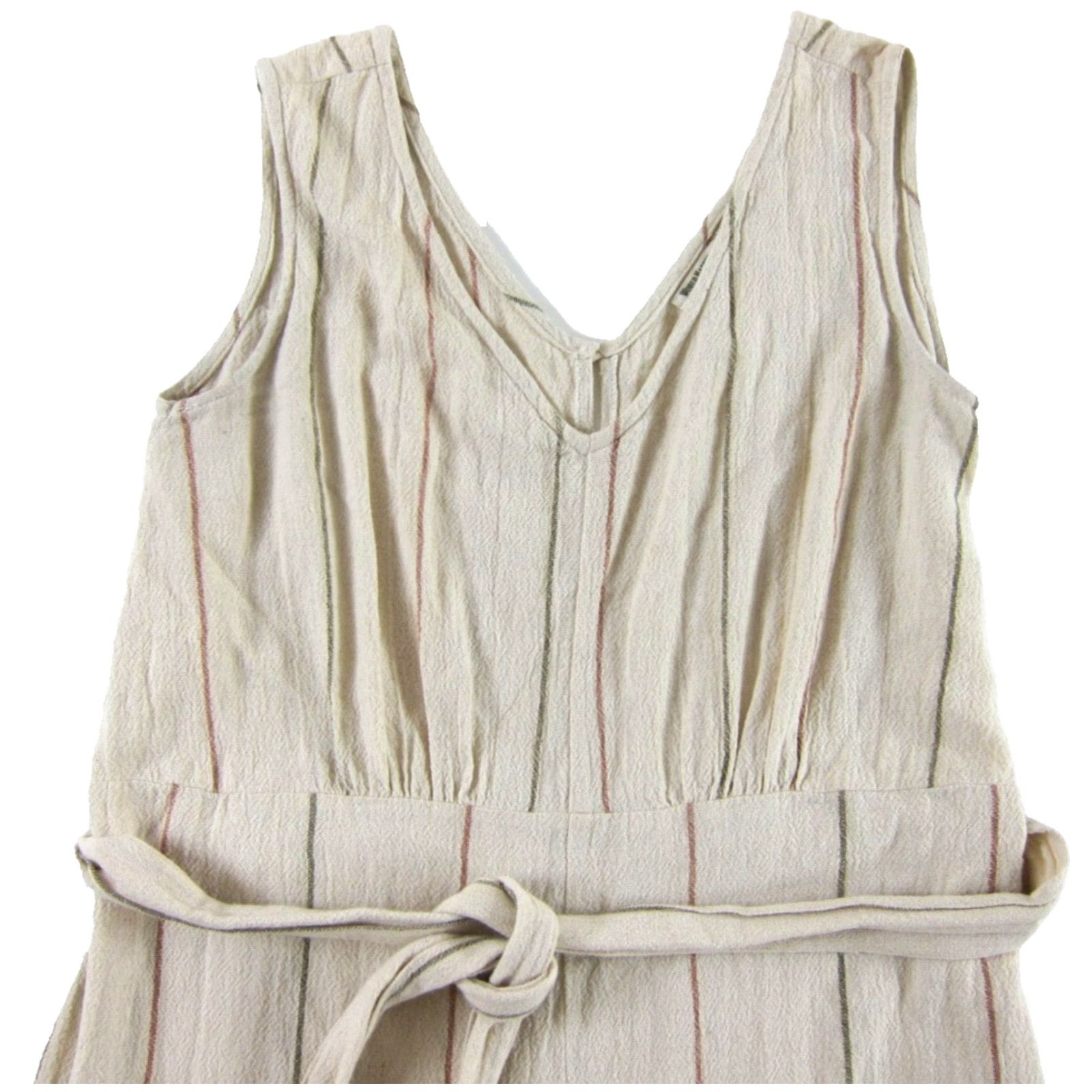 Vintage World Market Jumpsuit Cotton Weave Ivory Pink Stripe Wide Leg Romper S-M Size 28" / US 6 / IT 42 - 4 Thumbnail