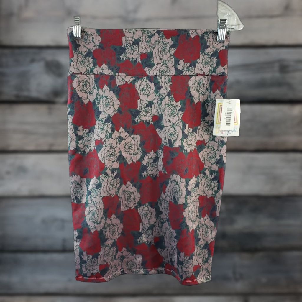 Vintage VINTAGE LuLaRoe Womens Cassie Pencil Skirt Sz Small Teal Pink Floral Pull On Size 28" / US 6 / IT 42 - 1 Thumbnail