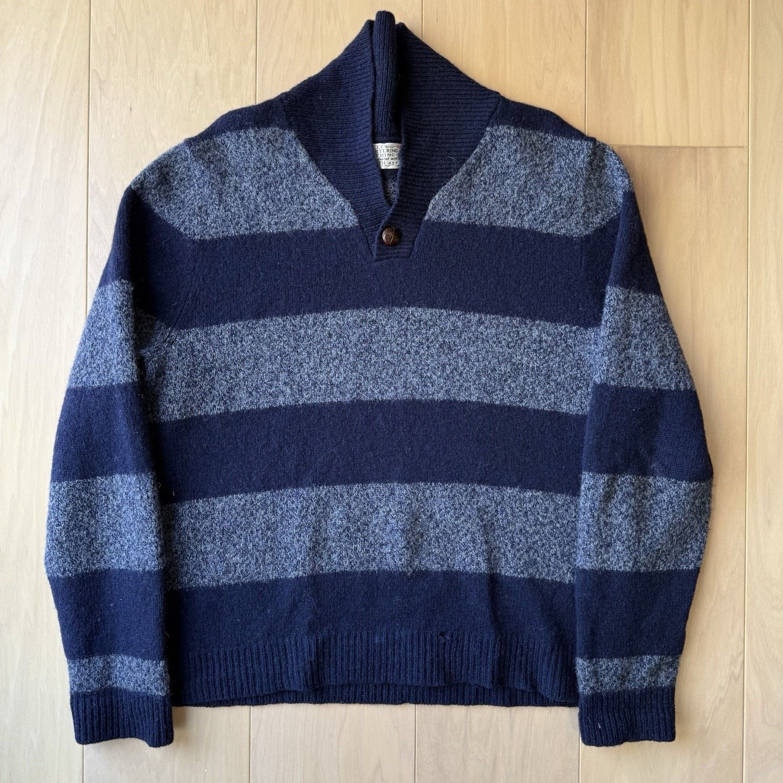 Shipley & Halmos Shipley & Halmos Sweater XL Blue Striped Wool Pullover Shawl Size US XL / EU 56 / 4 - 2 Thumbnail