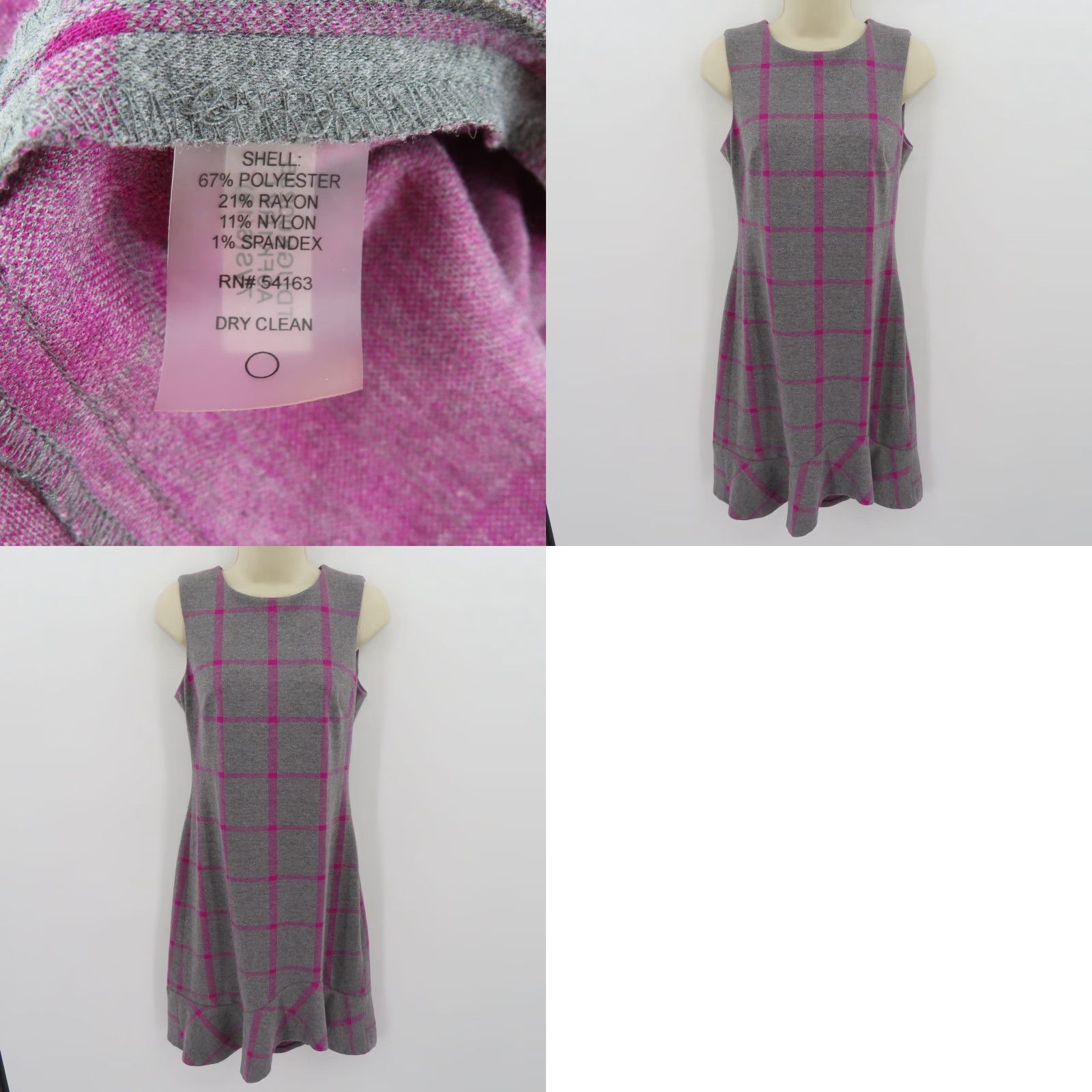 Tommy Hilfiger Tommy Hilfiger Dress Women Size 4 Sleeveless Plaid Gray Purple Knee Length Sheath Size S / US 4 / IT 40 - 8 Thumbnail