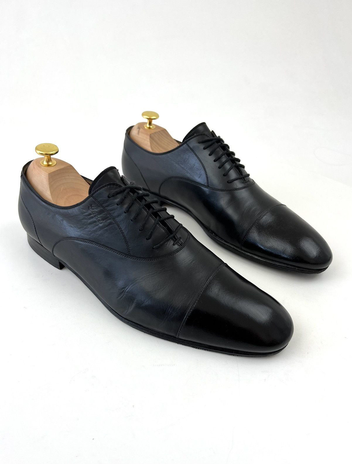 Gucci GUCCI Logo Lace Up Oxfords Leather Shoes Size US 11 / EU 44 - 2 Thumbnail