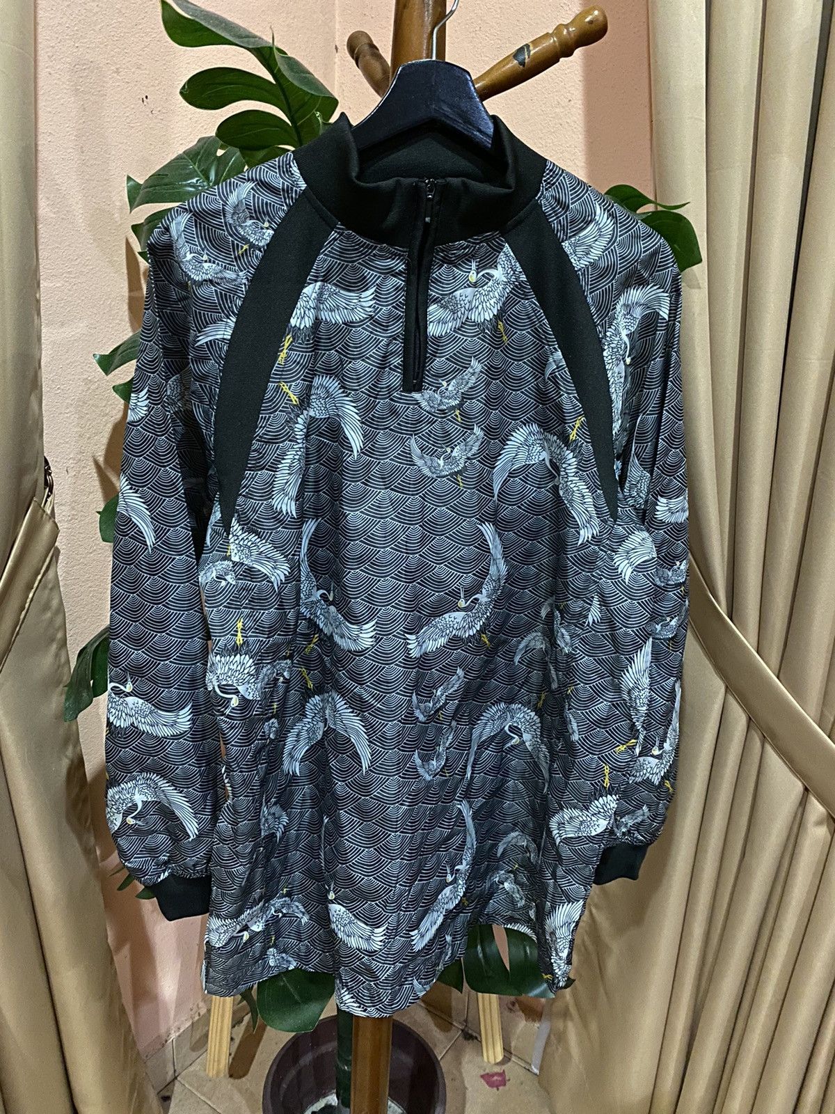 Japanese Brand Japanese Crane Print Half-Zip Jacket - Lightweight Pullover Size US L / EU 52-54 / 3 - 3 Thumbnail