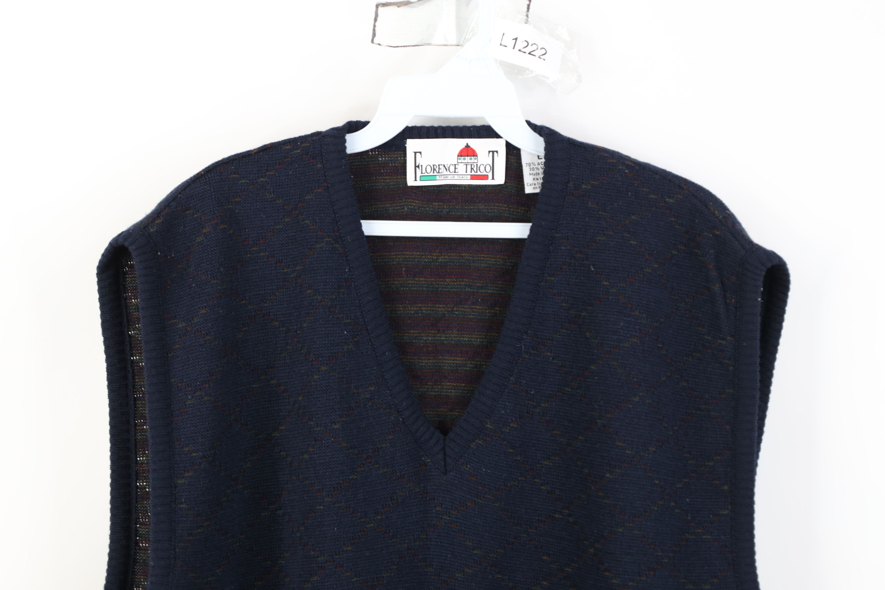 Vintage Vintage 90s Streetwear Argyle Wool Blend Knit Sweater Vest Size US L / EU 52-54 / 3 - 2 Thumbnail