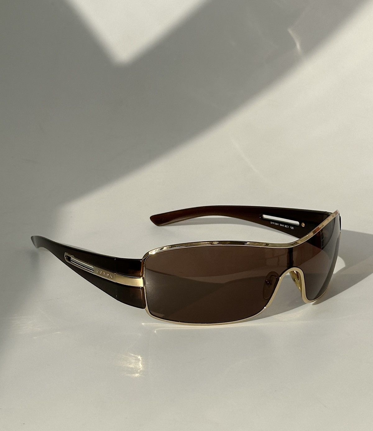 image of Prada 2007 Logo Mask Sunglasses Spr56H Y2K Archive Runway in Brown, Men's