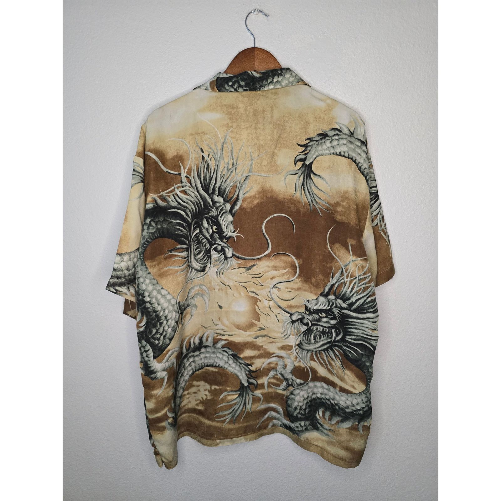 Other Y2K Dragon Shirt Brown Oscar Misa L AOP Button Up Size US L / EU 52-54 / 3 - 16 Thumbnail