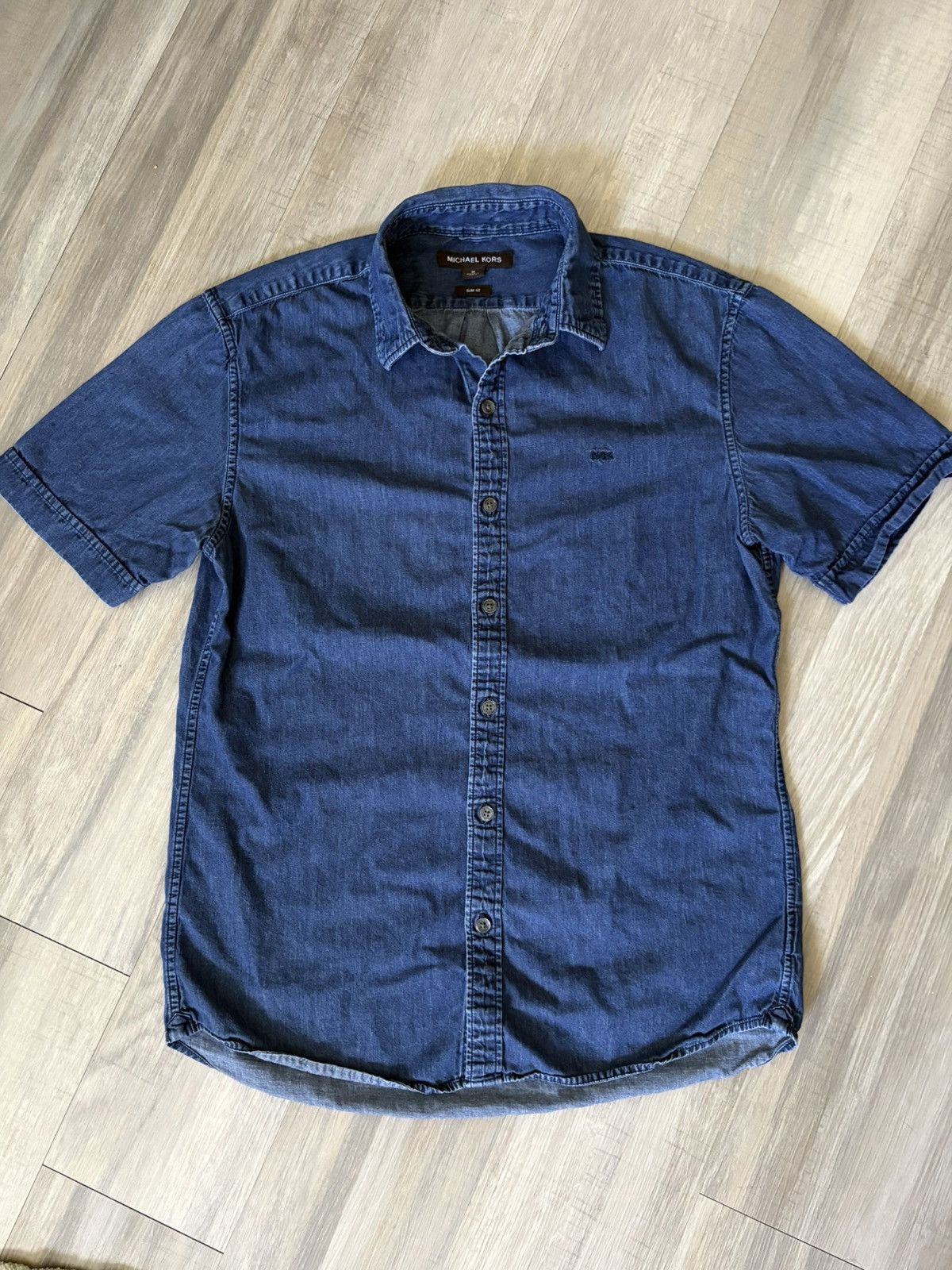 Michael Kors Michael Kors Short Sleeve Slim Fit Button Up Size US M / EU 48-50 / 2 - 1 Thumbnail
