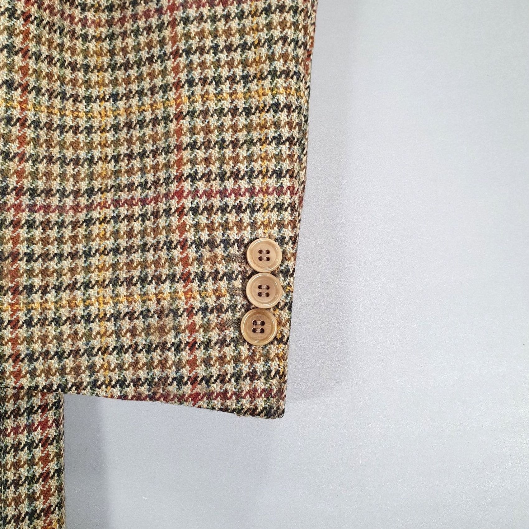 Jaeger VINTAGE Jaeger Mens Tweed Blazer Brown 40 R Check Houndstooth Wool Jacket Classic Mens Size 40R - 3 Thumbnail